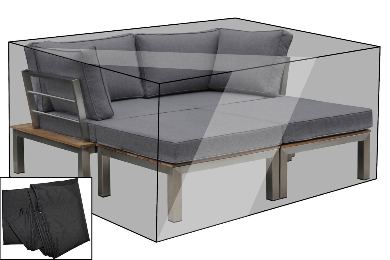 OUTFLEXX Housse de protection premium, pour salon de jardin, par ex. 18297, noir, 161 x 151 x 63 cm, résistant à l'eau 18774__1
