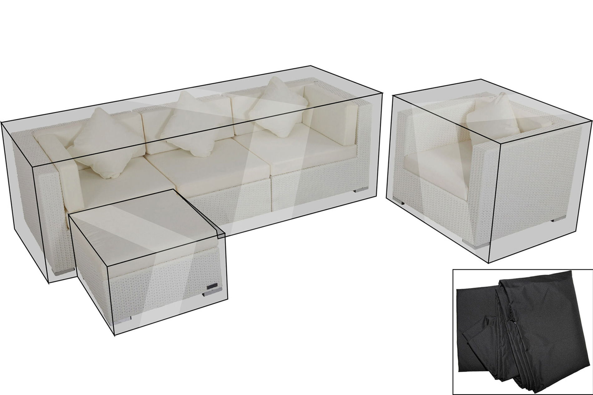 OUTFLEXX Set de housses de protection Premium pour Lounge theBox-B : 1077 / 1713 / 2523/ 16065, noir, résistant à l'eau, à partir de la version 2015 7935__1