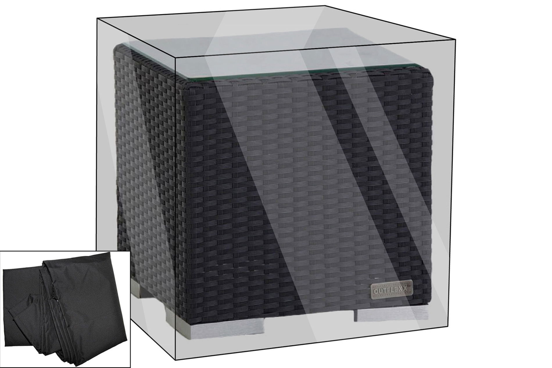 OUTFLEXX Housse de protection Premium adaptée par ex. pour table d'appoint, noir, 42x42x38 cm, résistante à l'eau 7961__1