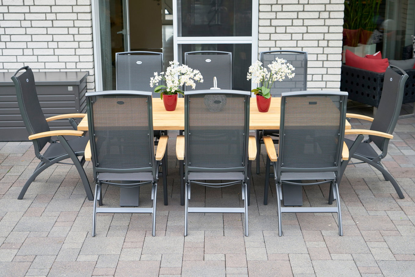 HARTMAN Xanadu / Da Vinci Salon de jardin, xerix/anthracite, Alu/Teck, 8 chaises pliantes, 220x100cm 21146__1