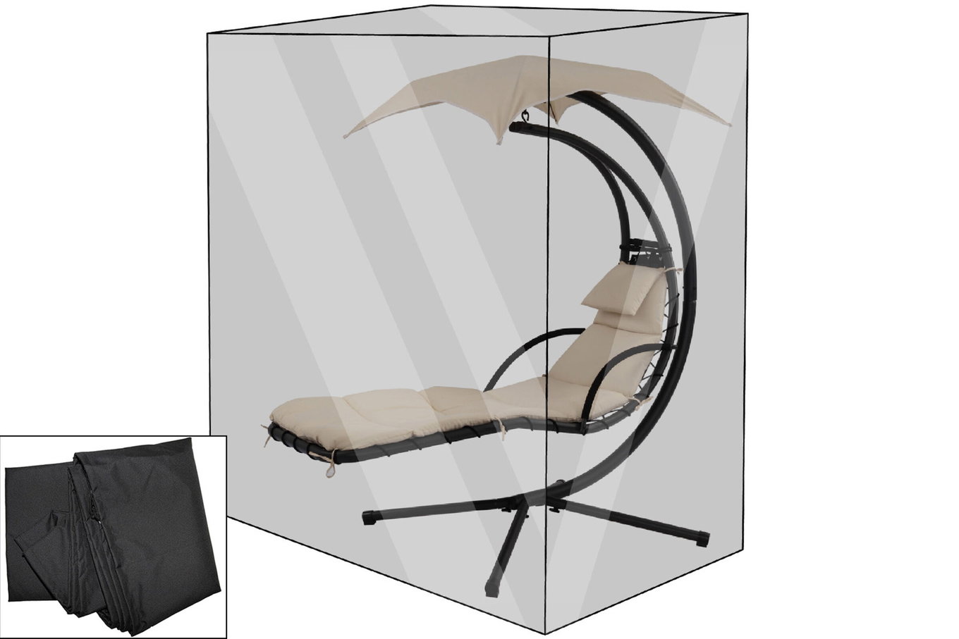 Housse de Protection Premium OUTFLEXX pour Bain de Soleil Oscillant Leco, noir, résistant à l'eau, 187 x 82 x 212 cm 13685__1