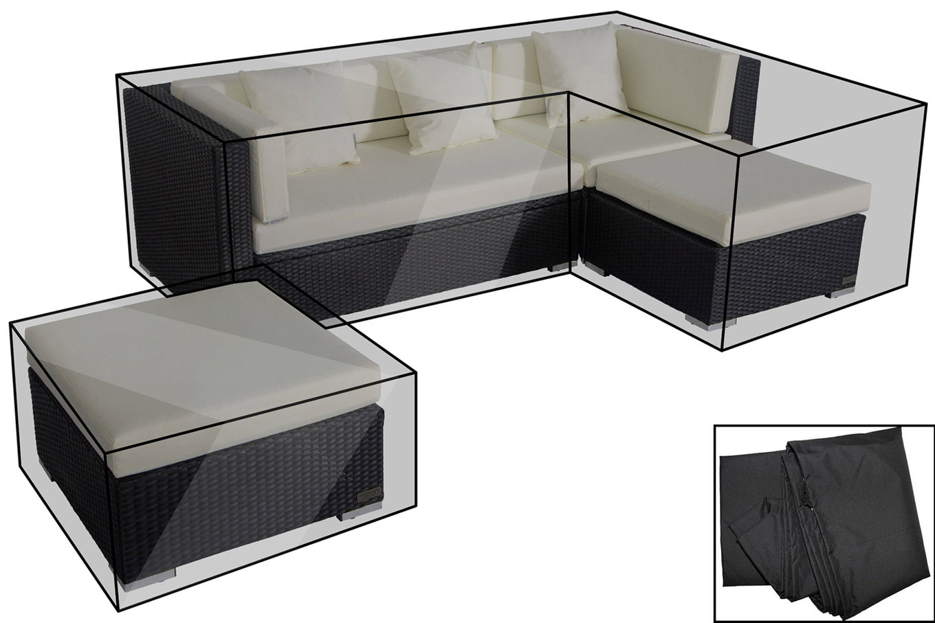 OUTFLEXX Set de housses de protection premium, pour salon theBox-A/-D : 18226/ 18227/ 18228/ 16068, noir, résistant à l'eau 18843__1