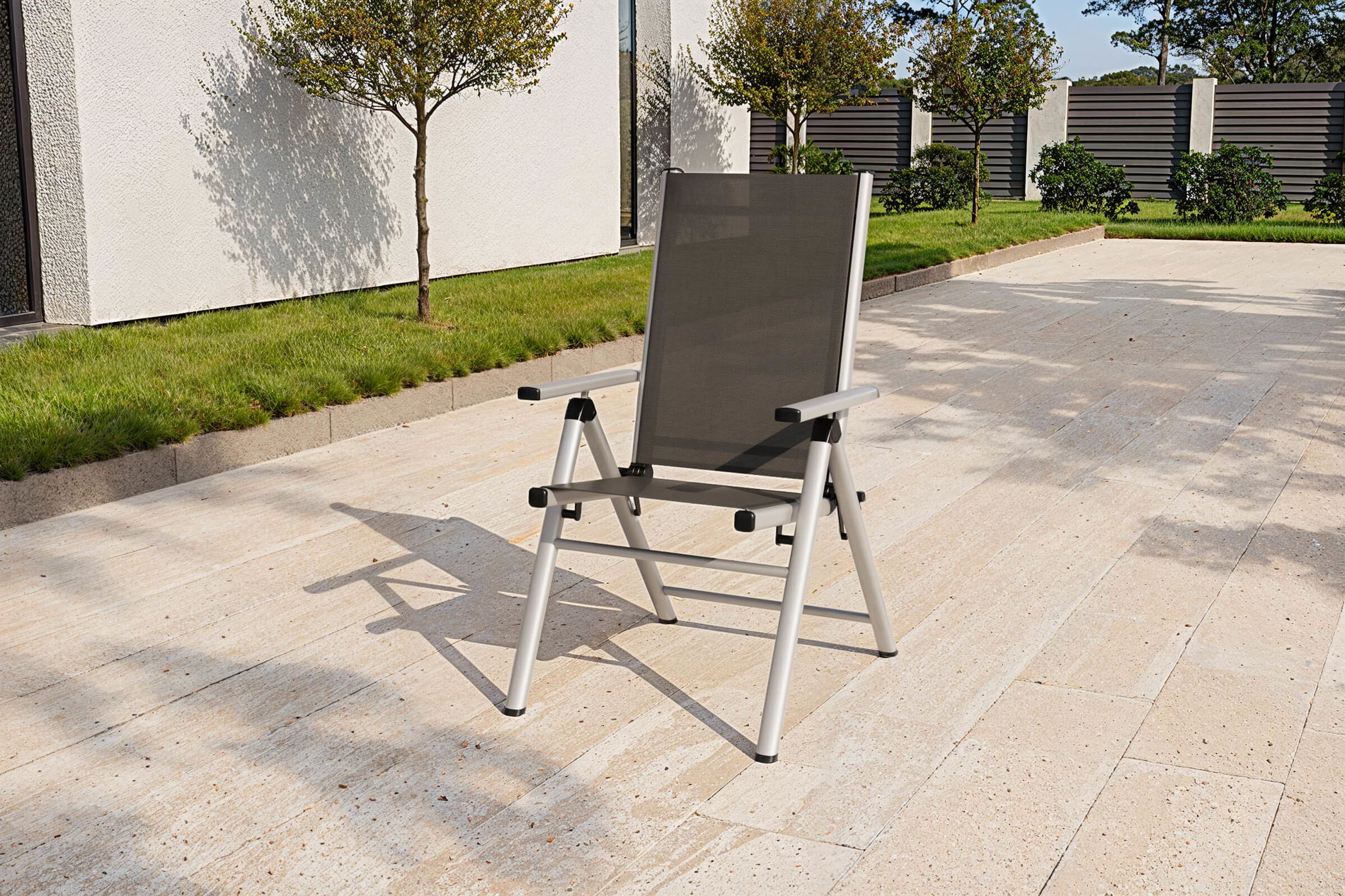 Chaise pliante KETTLER modèle exclusif BasicPlus 2026, argent/anthracite, Aluminium/Textilene, 75 x 62 x 110 cm, pliable, 0301301-0000