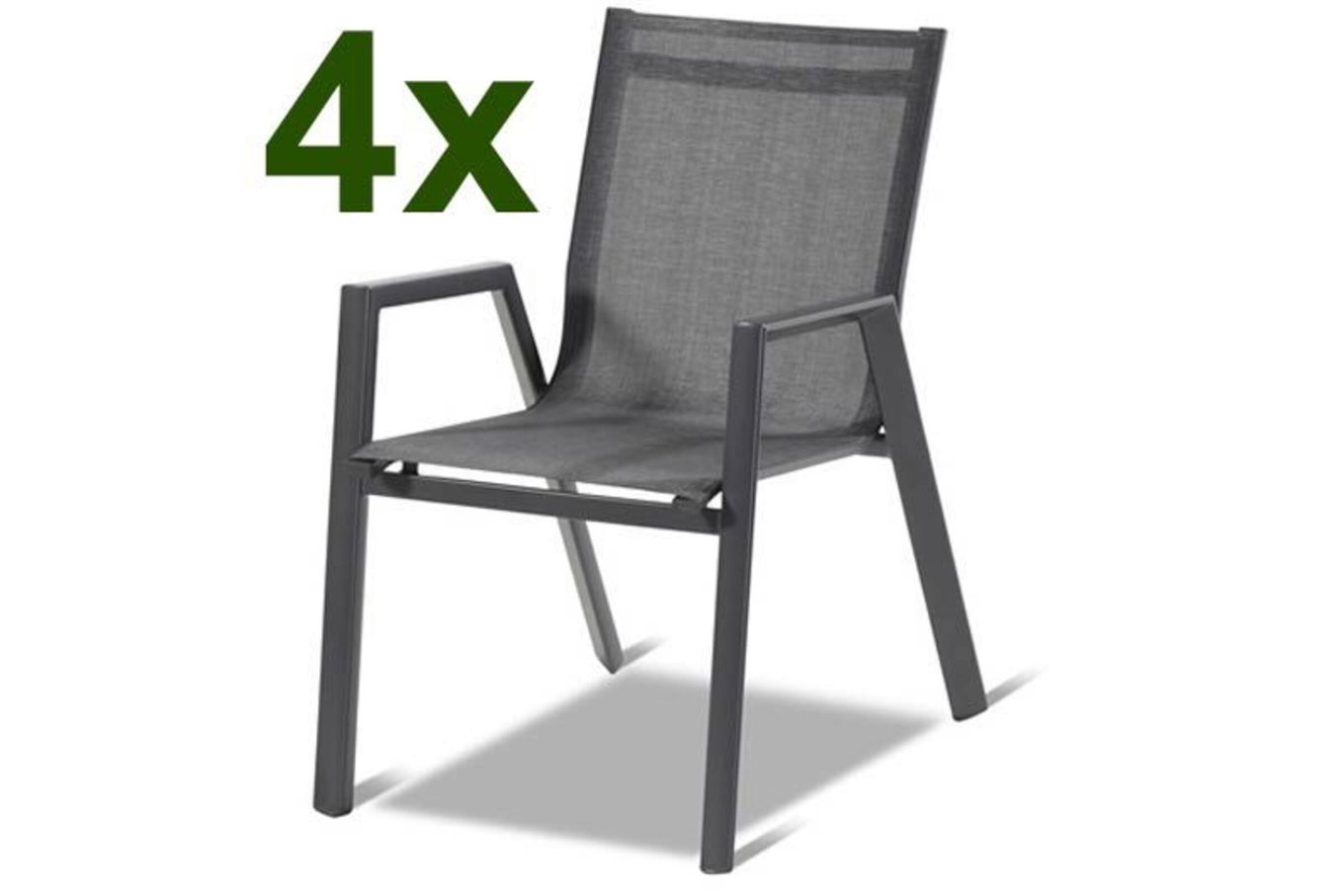 HARTMAN Lot de 4 fauteuils empilables Aruba, xerix/anthracite, Alu/Textilène, 75x55x88cm 18667__1