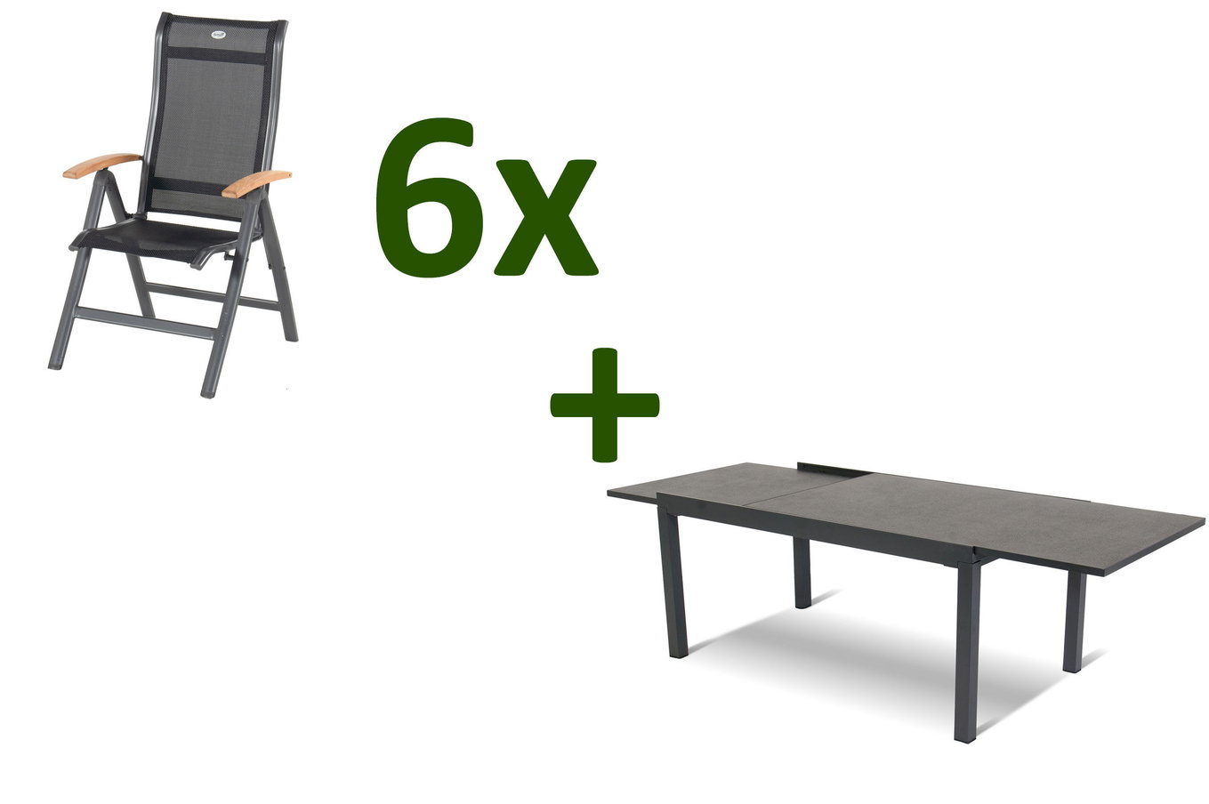 HARTMAN Ensemble table à manger de jardin, xerix-anthracite, Alu/HPL, 4x4 Textilène, 260/160x90 cm, 6 personnes 13967__1