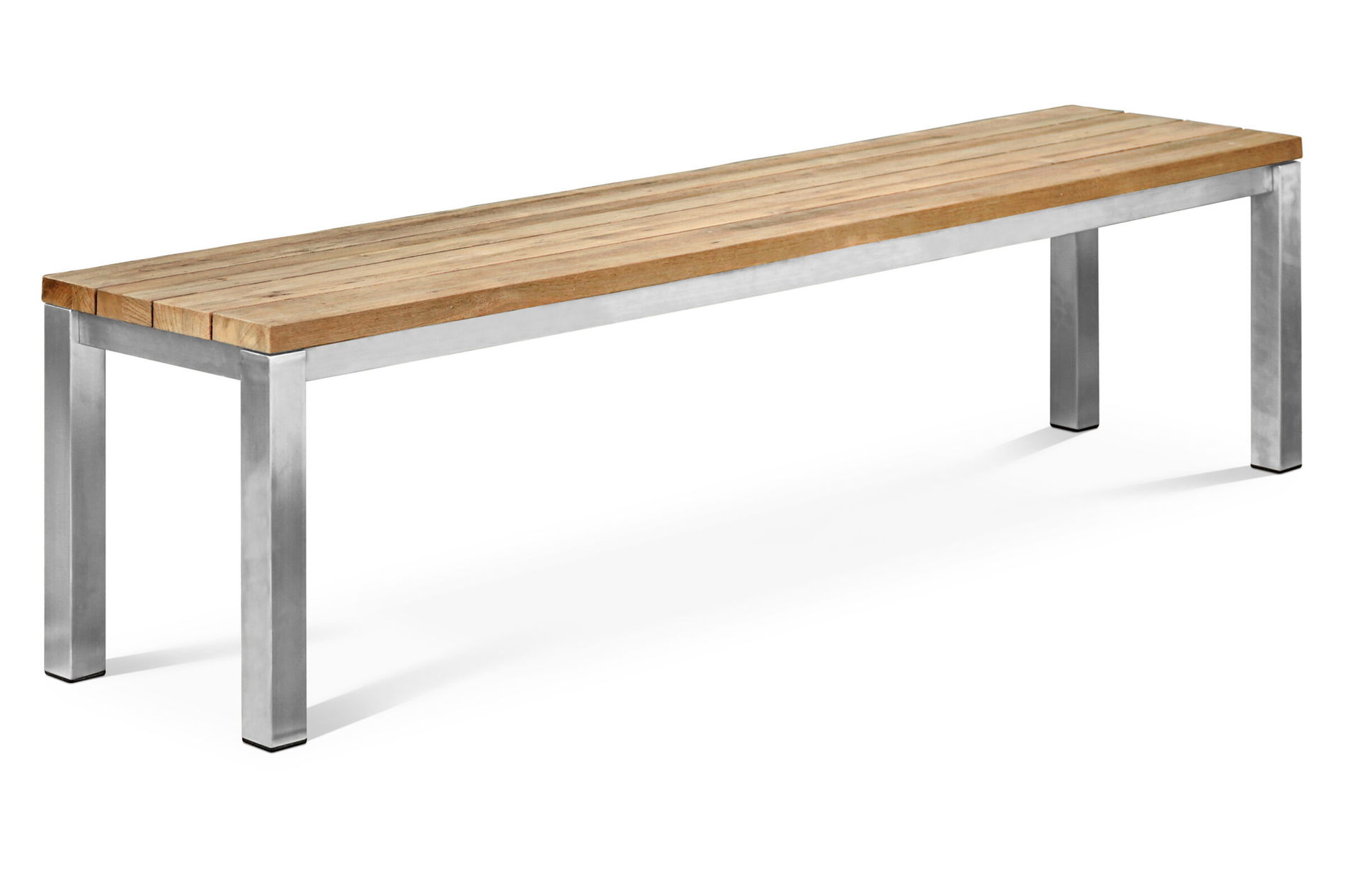 Banc de jardin OUTFLEXX, acier inoxydable/teck recyclé, 160x40x45cm, brossé rustique, produit certifié FSC® 18316__1