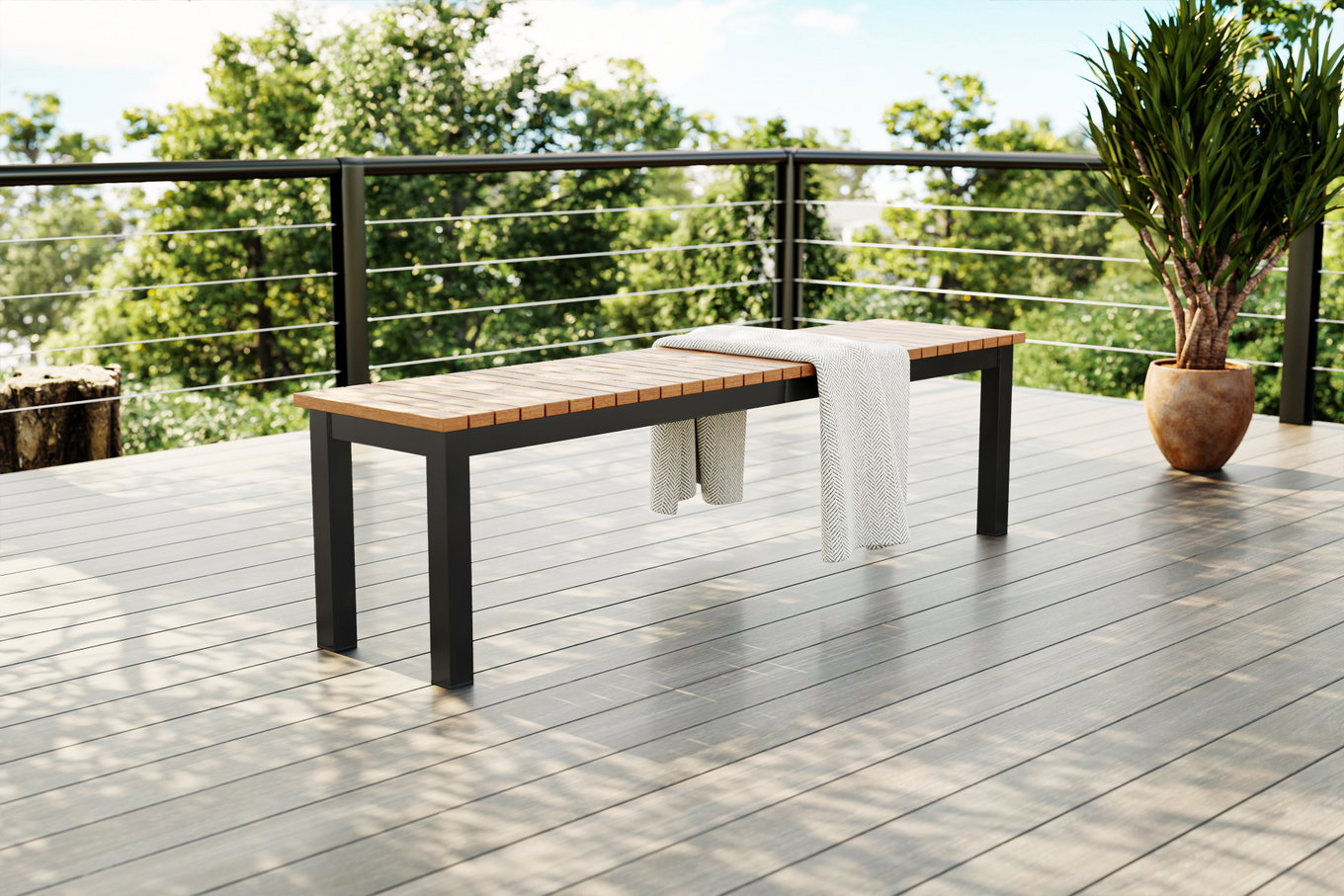 Banc de jardin VILLANA Tasmania, anthracite, Alu/Eucalyptus, haute capacité de charge, résistant aux intempéries, produit certifié FSC® 80128__1