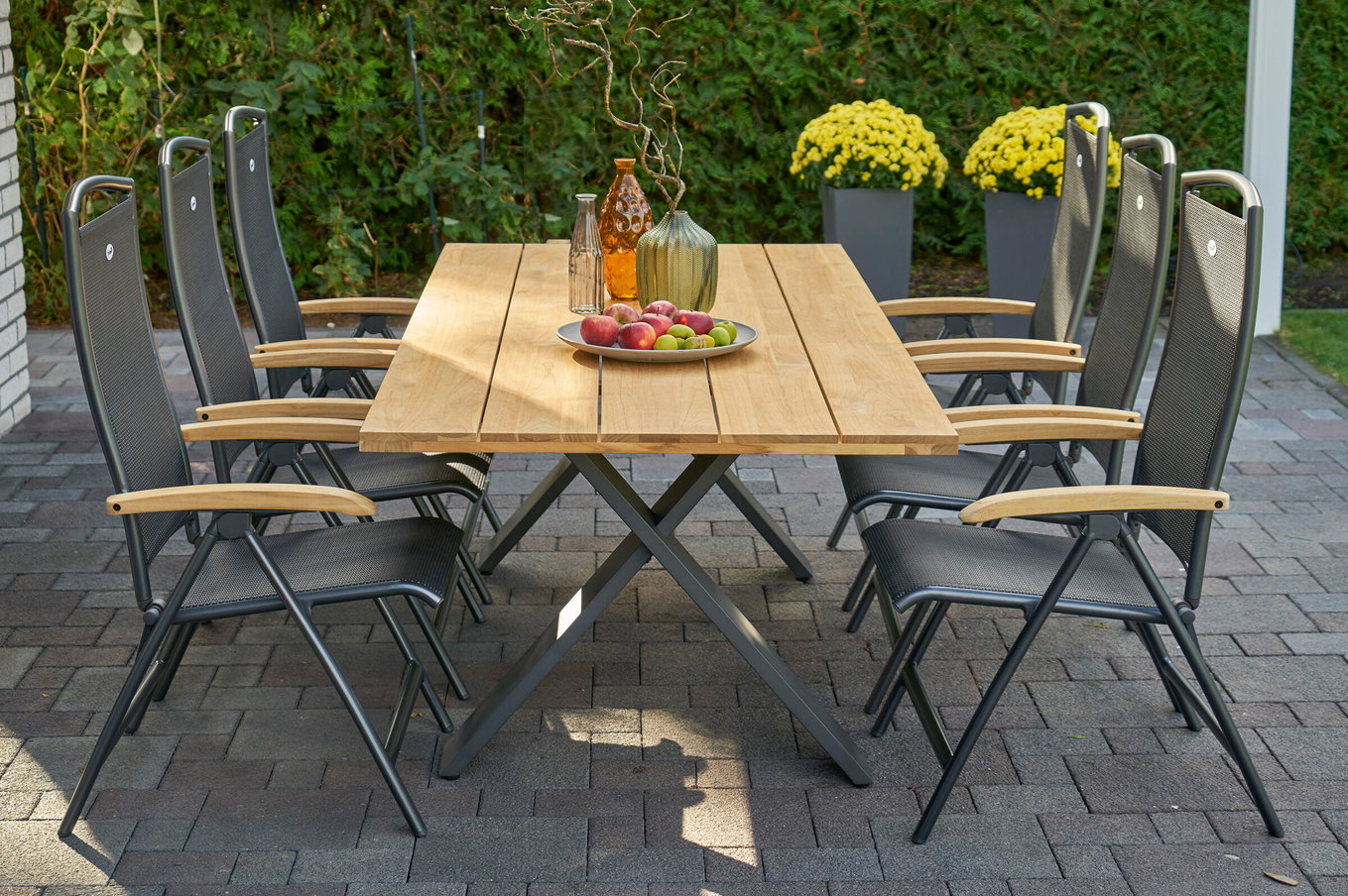 HARTMAN Xanadu / Raffaelo Salon de jardin, xerix/anthracite, Alu/Teck, 6 chaises pliantes, table 220 x 100 cm 21151__1