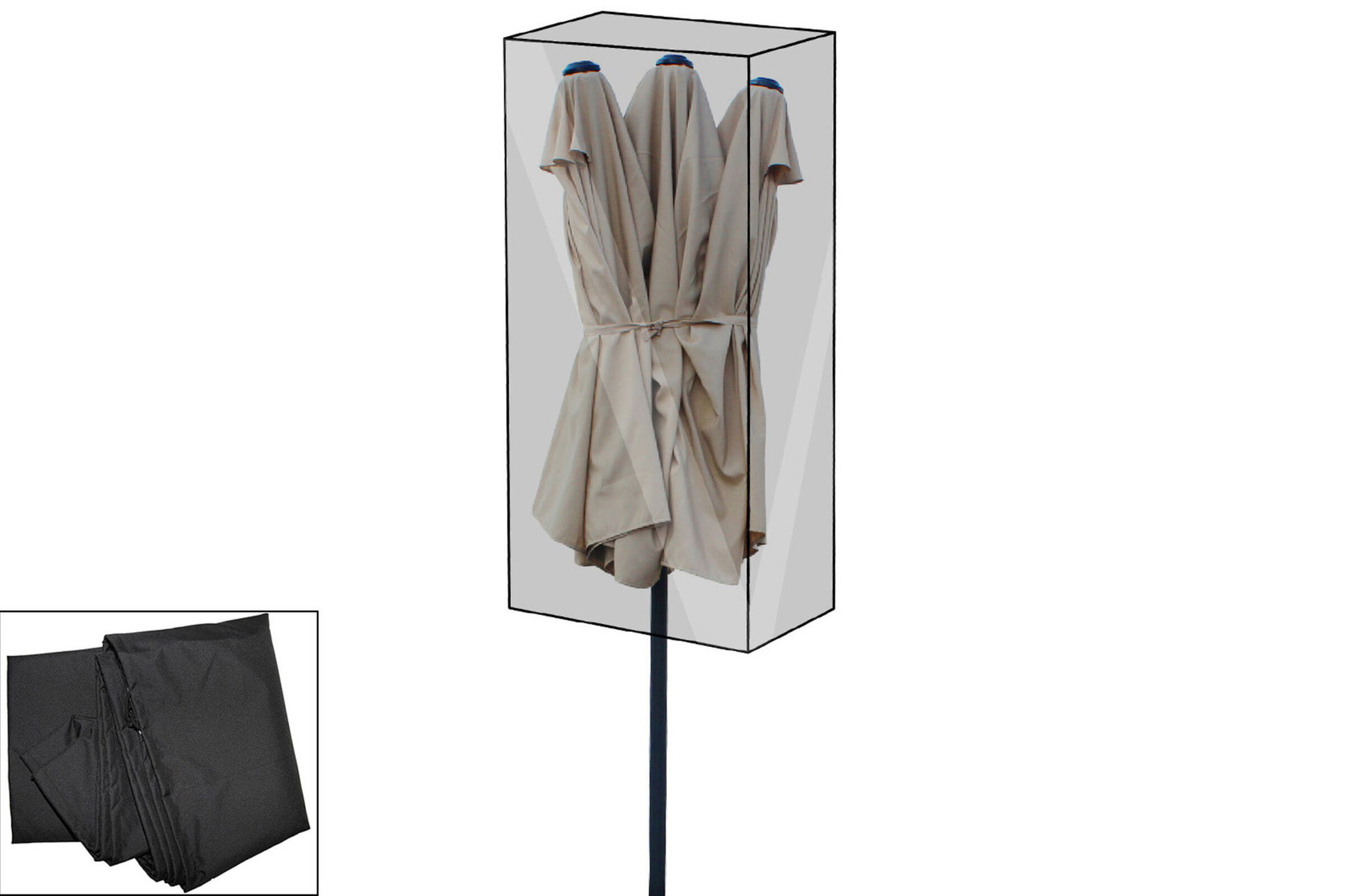 Housse de protection Premium OUTFLEXX pour parasol ovale Leco, noir, résistant à l'eau, Ø67 x 157 cm 13655__1