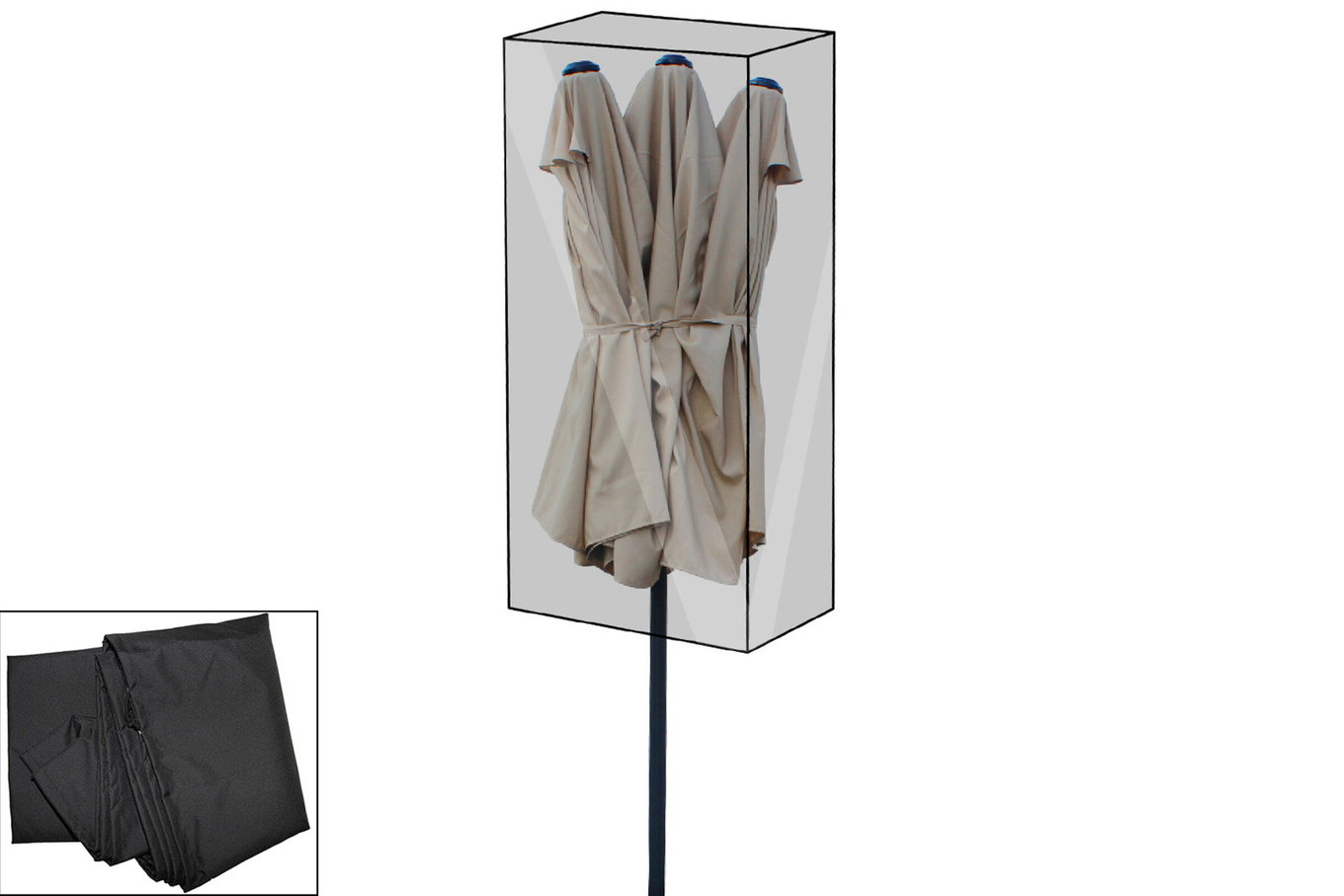 Housse de protection Premium OUTFLEXX pour parasol ovale Leco, noir, résistant à l'eau, Ø67 x 157 cm 13655__1