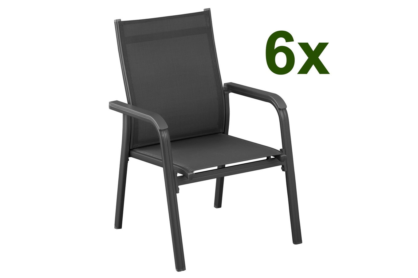 Kettler BasicPlus Lot de 6 fauteuils empilables, anthracite/anthracite, 0301205-7000 13700__1