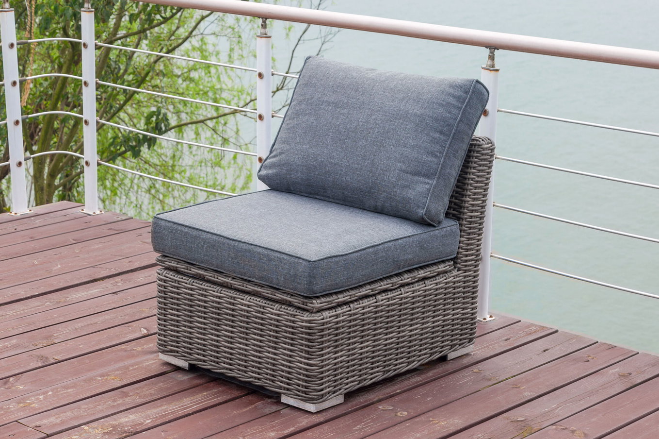 OUTFLEXX Élément central, gris, résine tressée, 63 x 78 x 65 cm, adapté pour 18370-BOX-A/-D 18371_BOX__1