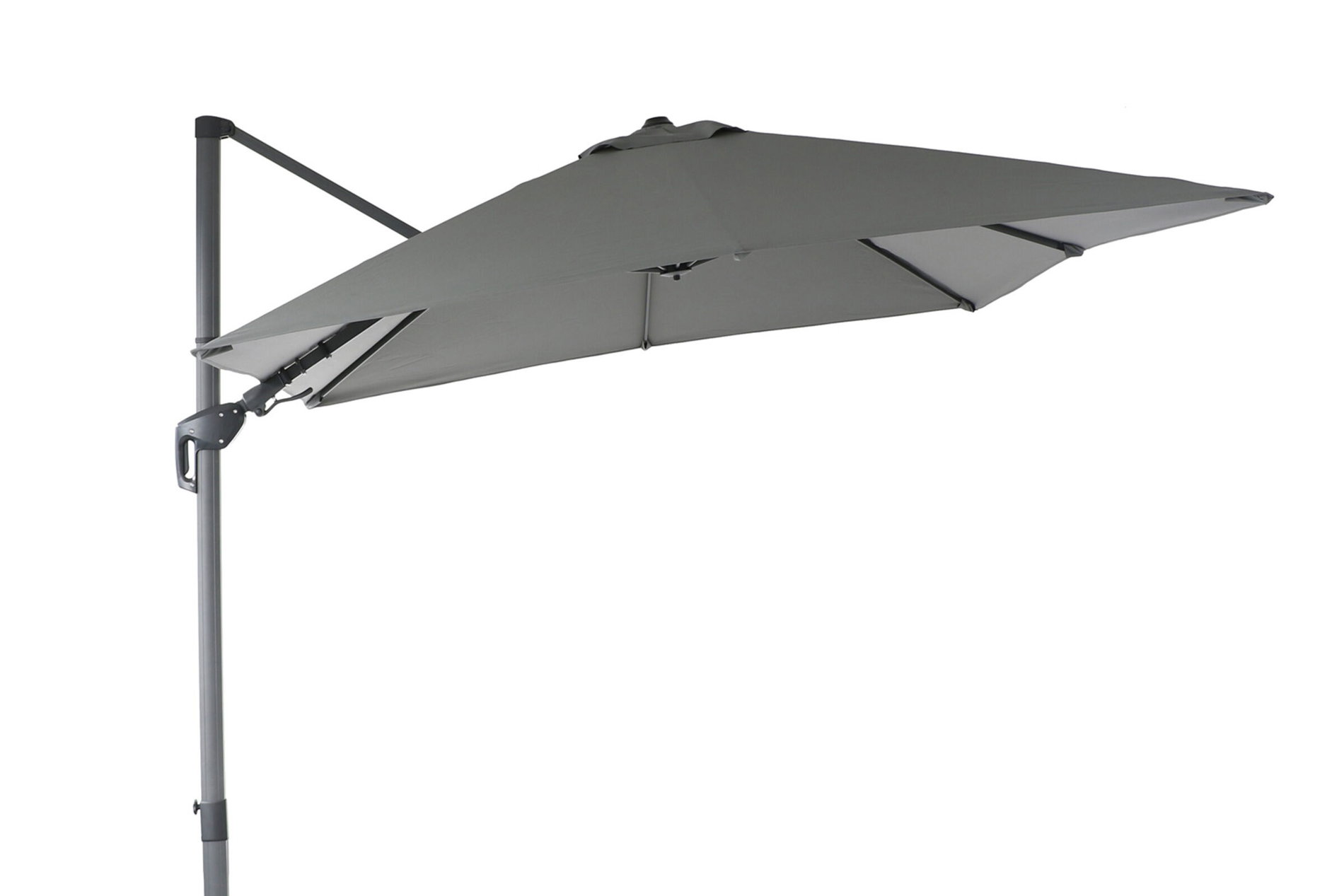 OUTFLEXX Sydney Parasol déporté, anthracite, aluminium thermolaqué, 300 x 300 cm, fonction Twist, support à dalles inclus