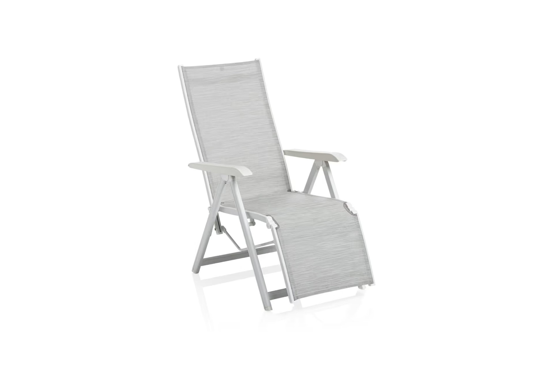 KETTLER BASIC PLUS Fauteuil relax, blanc mat/gris clair, Alu/tissu outdoor, pliable, matériau inoxydable, 0301216-5200