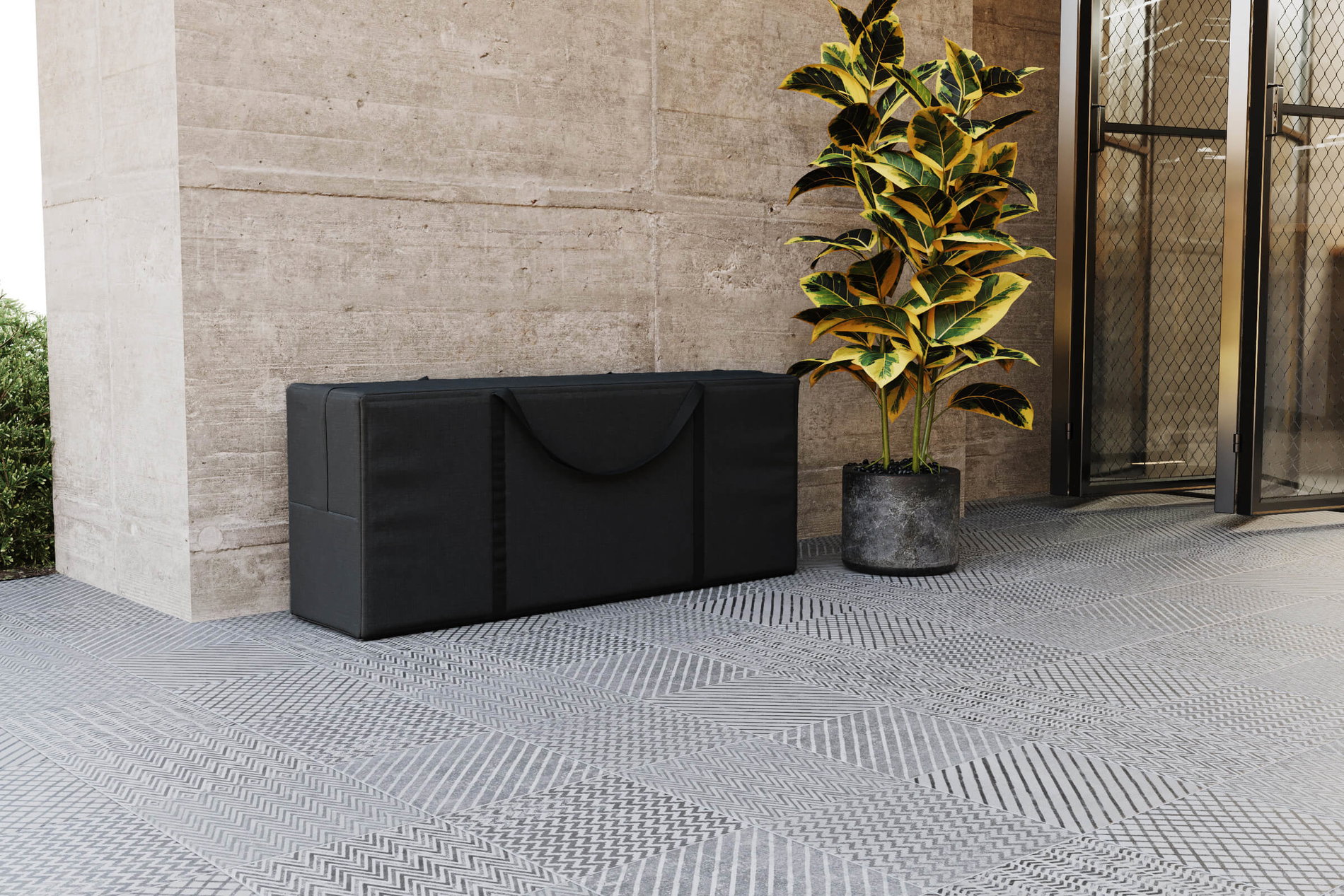 Housse de coussin OUTFLEXX, noir, polyester, TPU tissu ripstop 420D, 125 x 32 x 50 cm