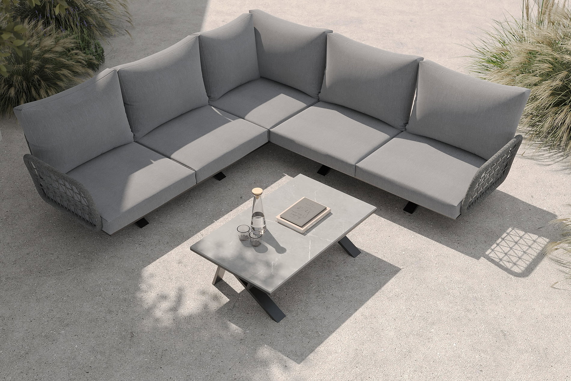 OUTFLEXX Laguna Gartenlounge, anthrazit/grau, Aluminium/Rope-Geflecht, pulverbeschichtet, inkl. Kissen OUTFLEXX Laguna Gartenlounge, anthrazit/grau, Aluminium/Rope-Geflecht, pulverbeschichtet, inkl. Kissen