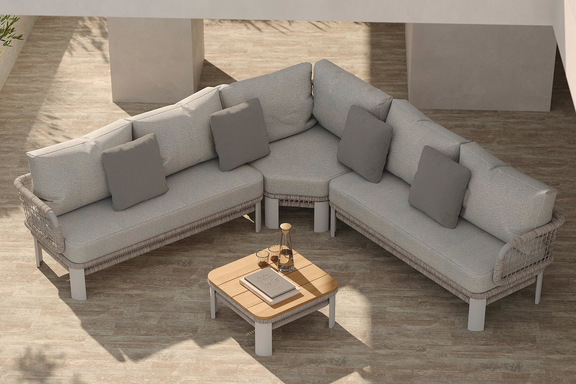 Salon de jardin OUTFLEXX Altea pour 5 personnes, gris, alu/résine tressée/polyester, avec table, coussins amovibles, thermolaqué, résistant aux intempéries Salon de jardin OUTFLEXX Altea pour 5 personnes, gris, alu/résine tressée/polyester, avec table, coussins amovibles, thermolaqué, résistant aux intempéries