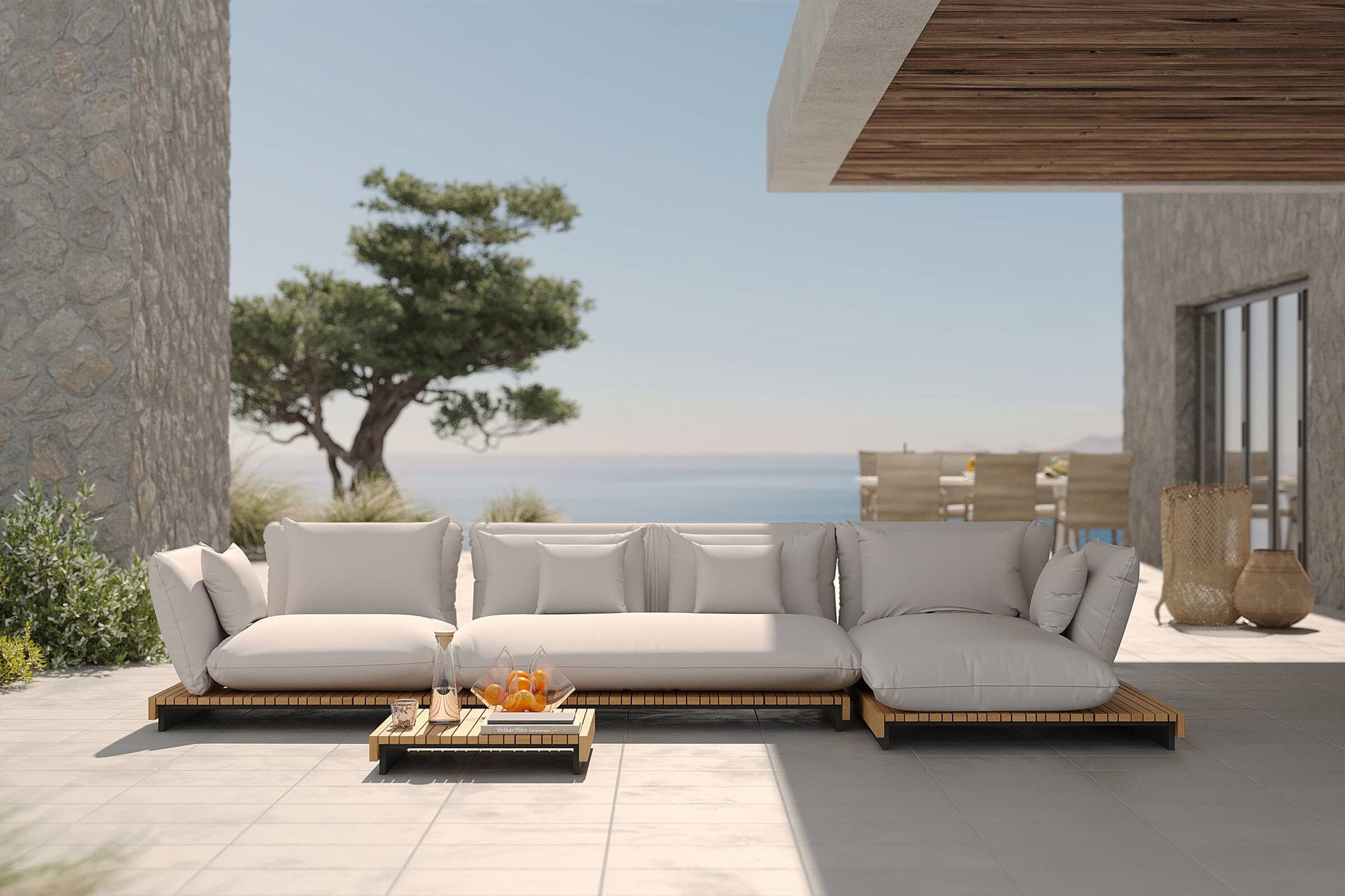 OUTFLEXX Catania Gartenlounge für 5-6 Personen, creme/grau, Alu/Teak/Olefin, wetterbeständig, FSC®-zertifiziertes Produkt OUTFLEXX Catania Gartenlounge für 5-6 Personen, creme/grau, Alu/Teak/Olefin, wetterbeständig, FSC®-zertifiziertes Produkt