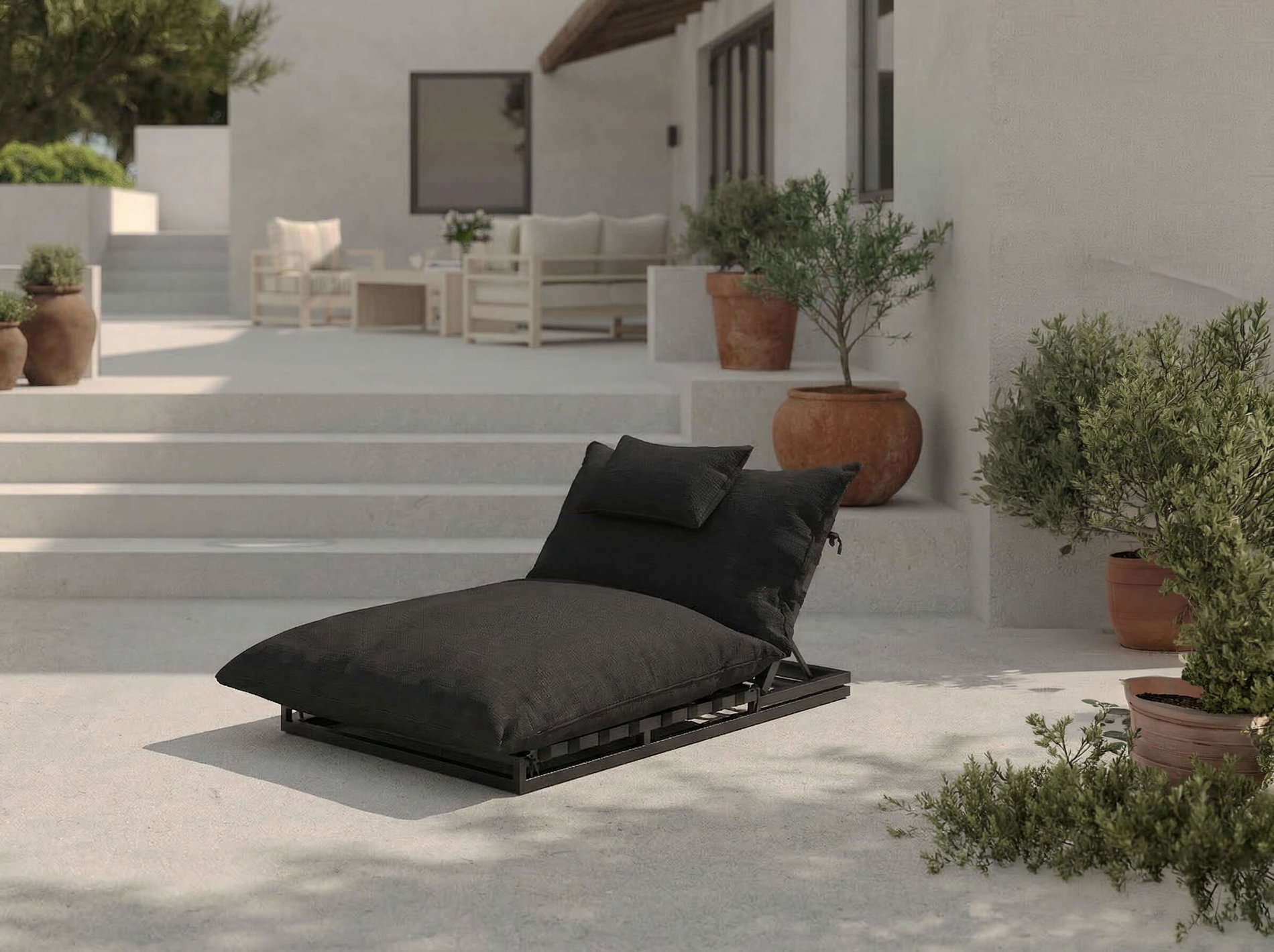 OUTFLEXX Ribe Gartenliege, dunkelgrau/anthrazit, Aluminium/Polyester, 190 x 120 cm, verstellbare Rückenlehne, inkl. Kissen und Auflage OUTFLEXX Ribe Gartenliege, dunkelgrau/anthrazit, Aluminium/Polyester, 190 x 120 cm, verstellbare Rückenlehne, inkl. Kissen und Auflage