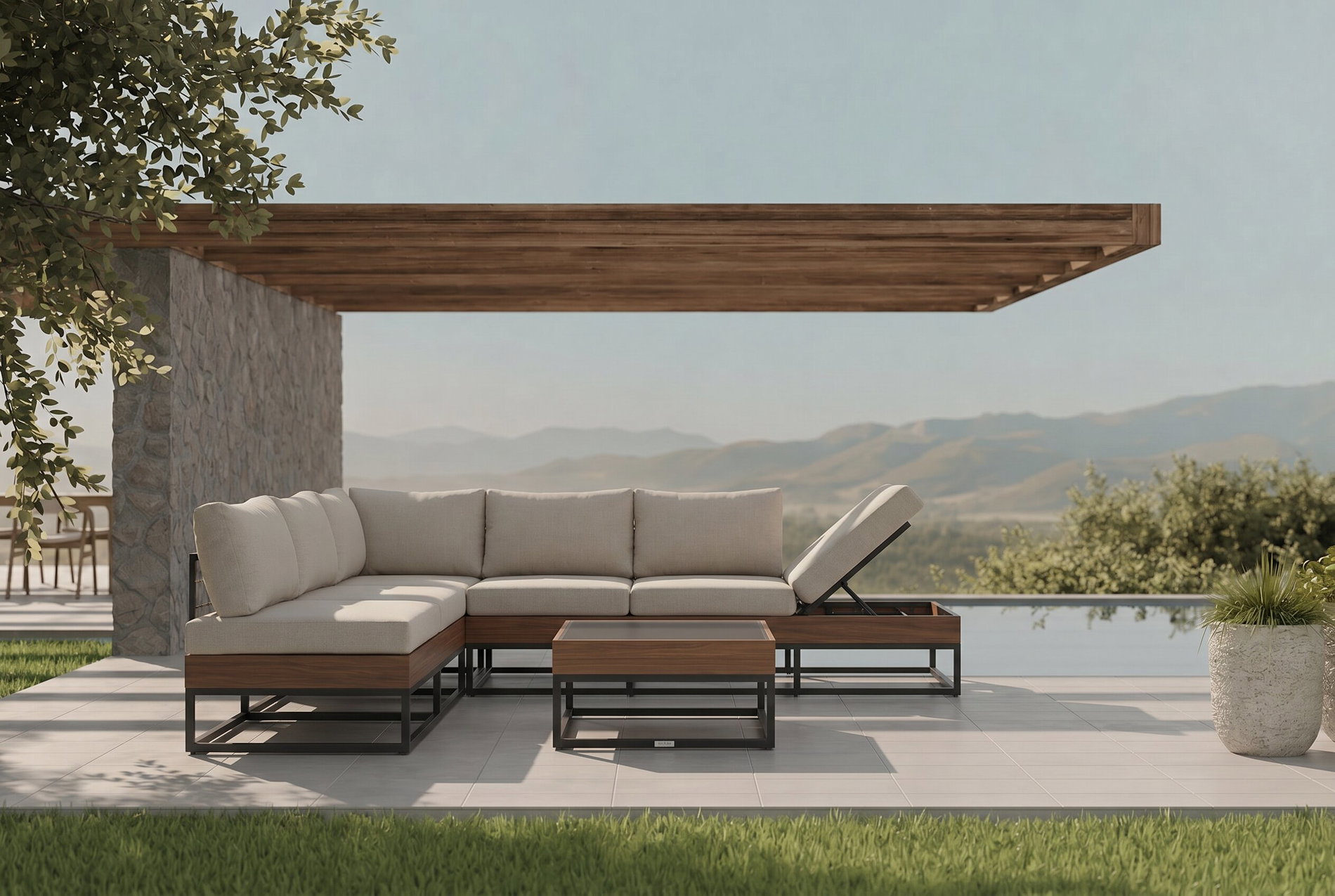 OUTFLEXX Sigtuna Gartenlounge, 5 Personen, verstellbar, Quick-Dry-Schaum, Alu/Holzoptik OUTFLEXX Sigtuna Gartenlounge, 5 Personen, verstellbar, Quick-Dry-Schaum, Alu/Holzoptik