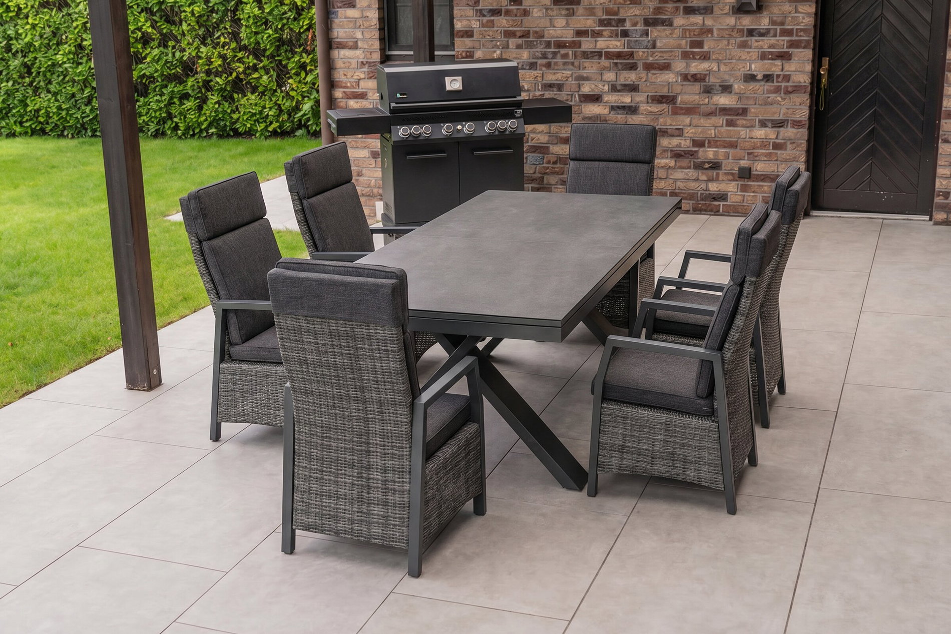 Hartman Nova Salon de jardin repas, 6 personnes, extensible, 220-280cm, Alu/Polyrattan/Verre-céramique Hartman Nova Salon de jardin repas, 6 personnes, extensible, 220-280cm, Alu/Polyrattan/Verre-céramique
