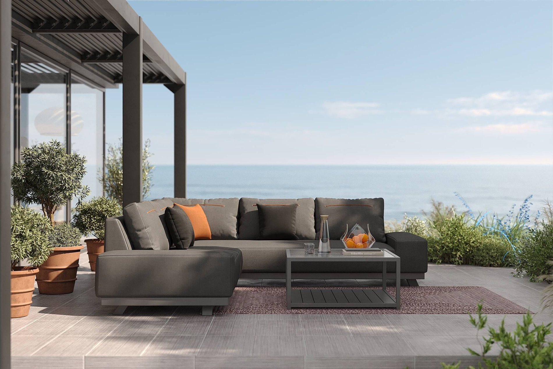 OUTFLEXX Beau Gartenlounge mit Outdoor-Teppich, grau/andorra-weiß, Alu/Polyester/PET-Garn, Teppich rechteckig 240 x 160 cm, inkl. Kaffeetisch OUTFLEXX Beau Gartenlounge mit Outdoor-Teppich, grau/andorra-weiß, Alu/Polyester/PET-Garn, Teppich rechteckig 240 x 160 cm, inkl. Kaffeetisch