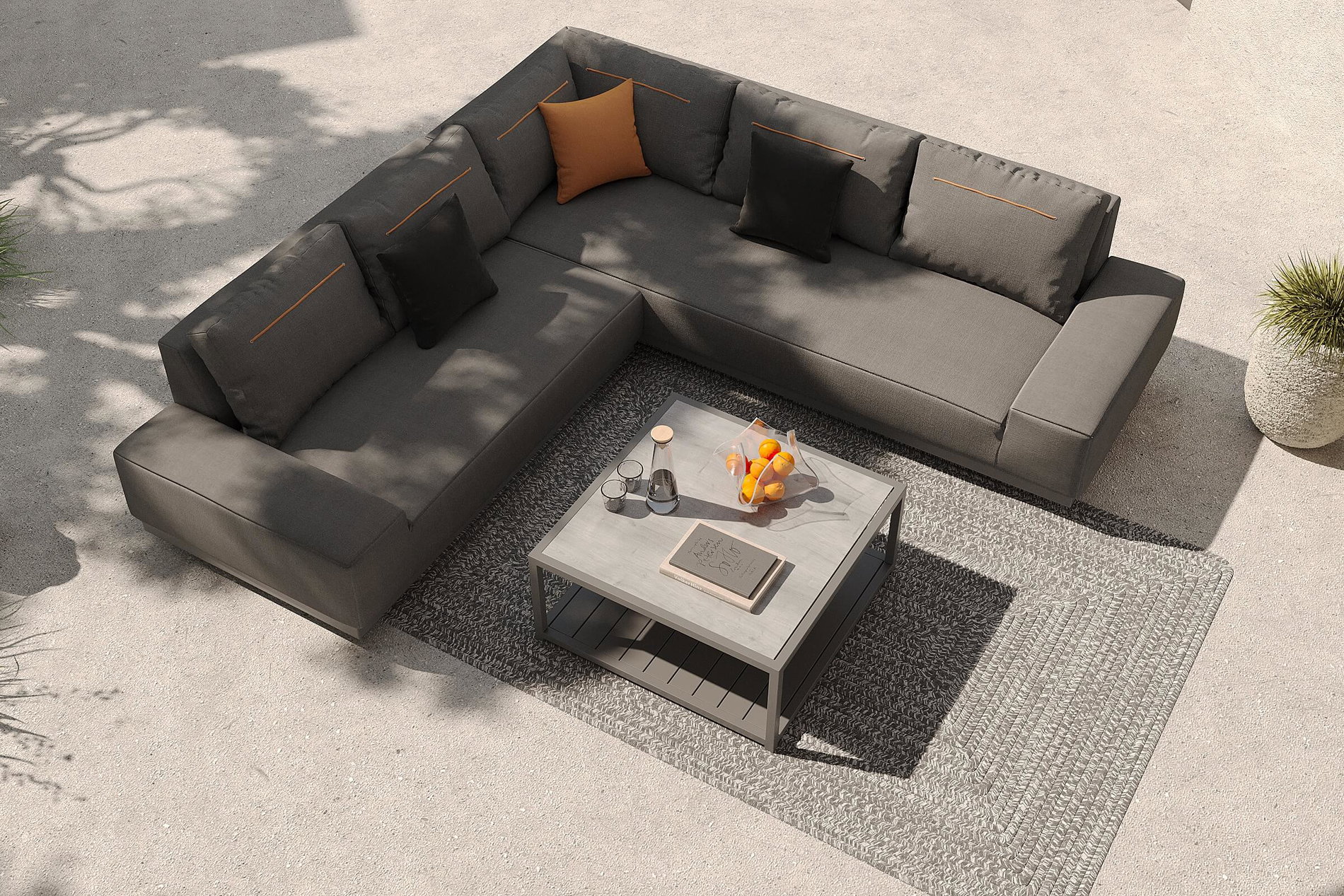 OUTFLEXX Beau Gartenlounge mit Outdoor-Teppich, grau/grau-weiß, Aluminium/Polyester/PET-Garn, Teppich rechteckig 240 x 160 cm, inkl. Kaffeetisch OUTFLEXX Beau Gartenlounge mit Outdoor-Teppich, grau/grau-weiß, Aluminium/Polyester/PET-Garn, Teppich rechteckig 240 x 160 cm, inkl. Kaffeetisch
