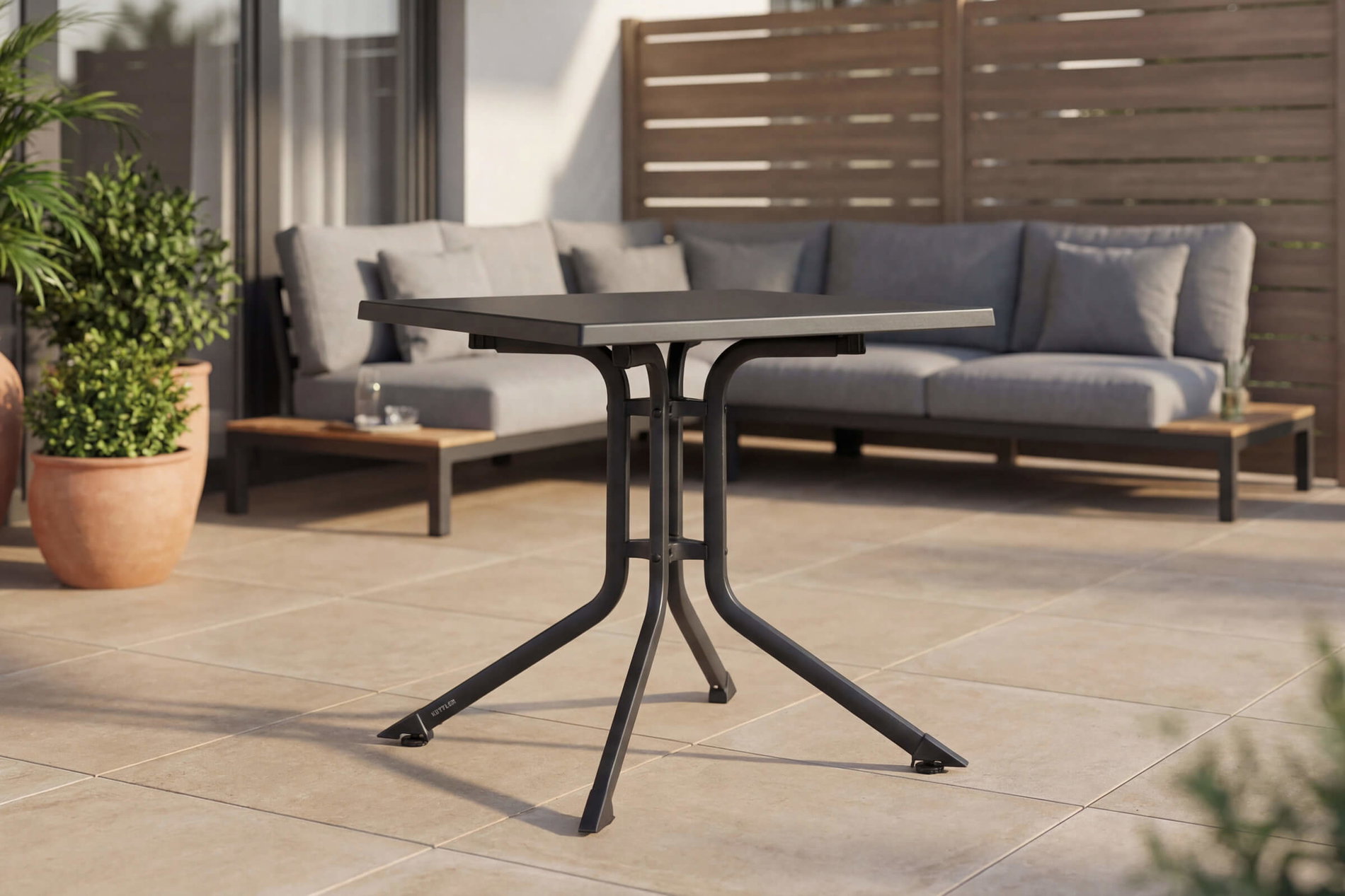 Kettler BOULEVARD Table pliante, anthracite, Aluminium/KETTALUX, 70 x 70 cm, anti-salissures, stable Kettler BOULEVARD Table pliante, anthracite, Aluminium/KETTALUX, 70 x 70 cm, anti-salissures, stable