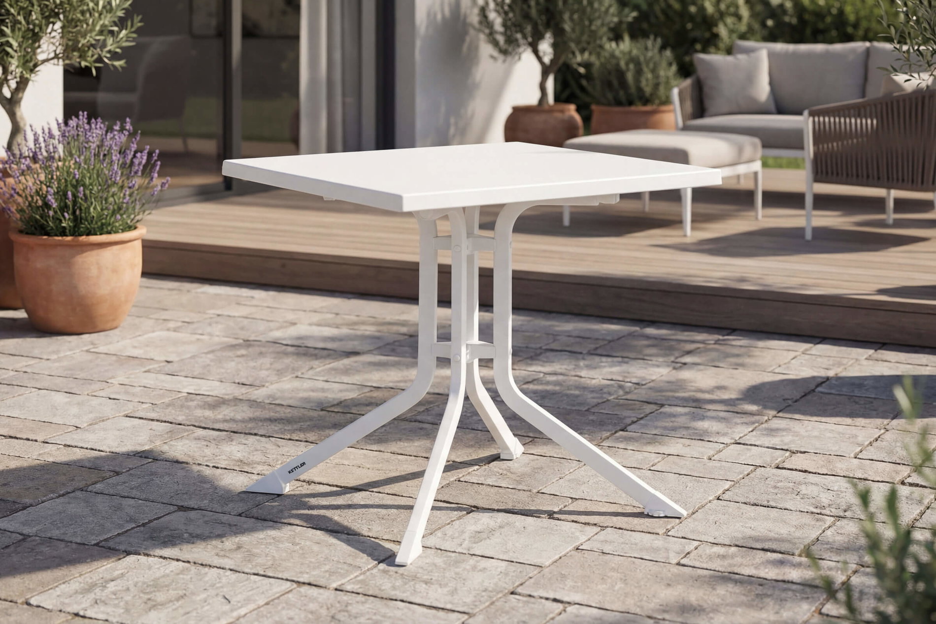 KETTLER BOULEVARD Klapptisch, weiß, Aluminium/KETTALUX, 70 x 70 cm, schmutzabweisend, quadratisch