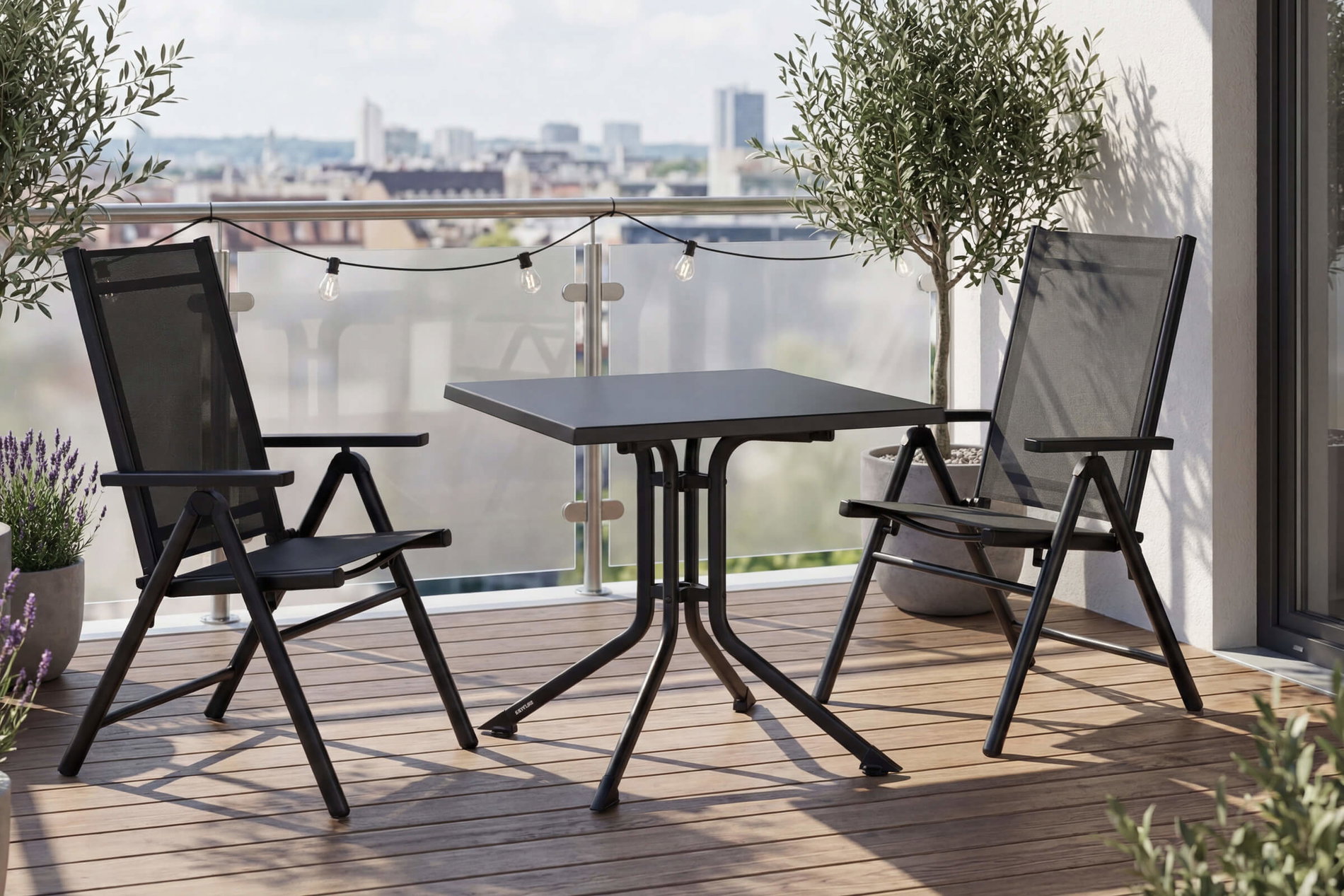 Kettler BasicPlus Pro Ensemble de balcon, anthracite, Aluminium/KETTALUX/Textilène, Table 70 x 70 cm, 2 chaises pliantes, ergonomique Kettler BasicPlus Pro Ensemble de balcon, anthracite, Aluminium/KETTALUX/Textilène, Table 70 x 70 cm, 2 chaises pliantes, ergonomique