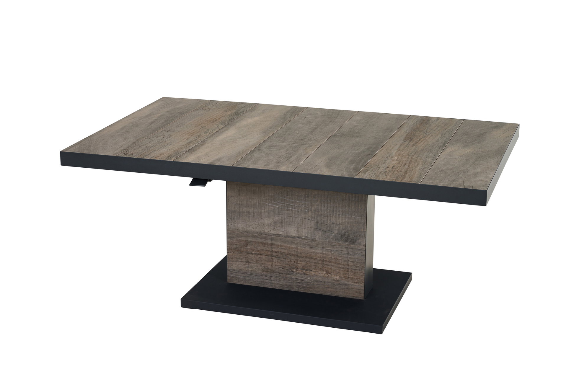 SIENA GARDEN Table relevable Talina, anthracite/washed grey, aluminium et céramique, 140 x 85 x 52-72 cm, réglable en hauteur en continu, résistante aux rayures