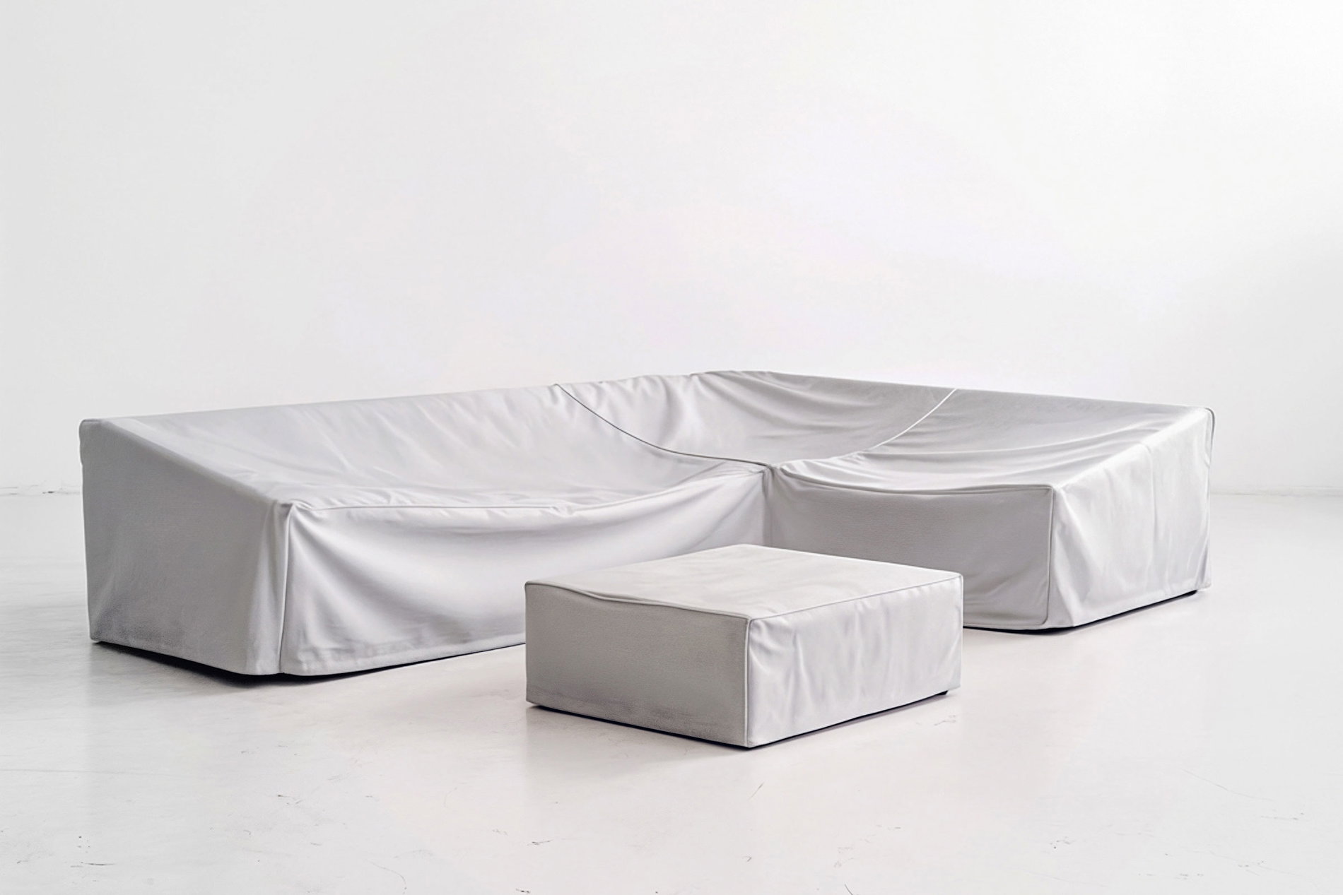 LOOKS by Wolfgang Joop Abdeckhaube für Tempest Garten-Essgruppe mit 6 Sesseln, hellgrau, Polyester mit TPU, UV50+, Ripstop-Gewebe, doppelte Nähte mit Kordelzug 