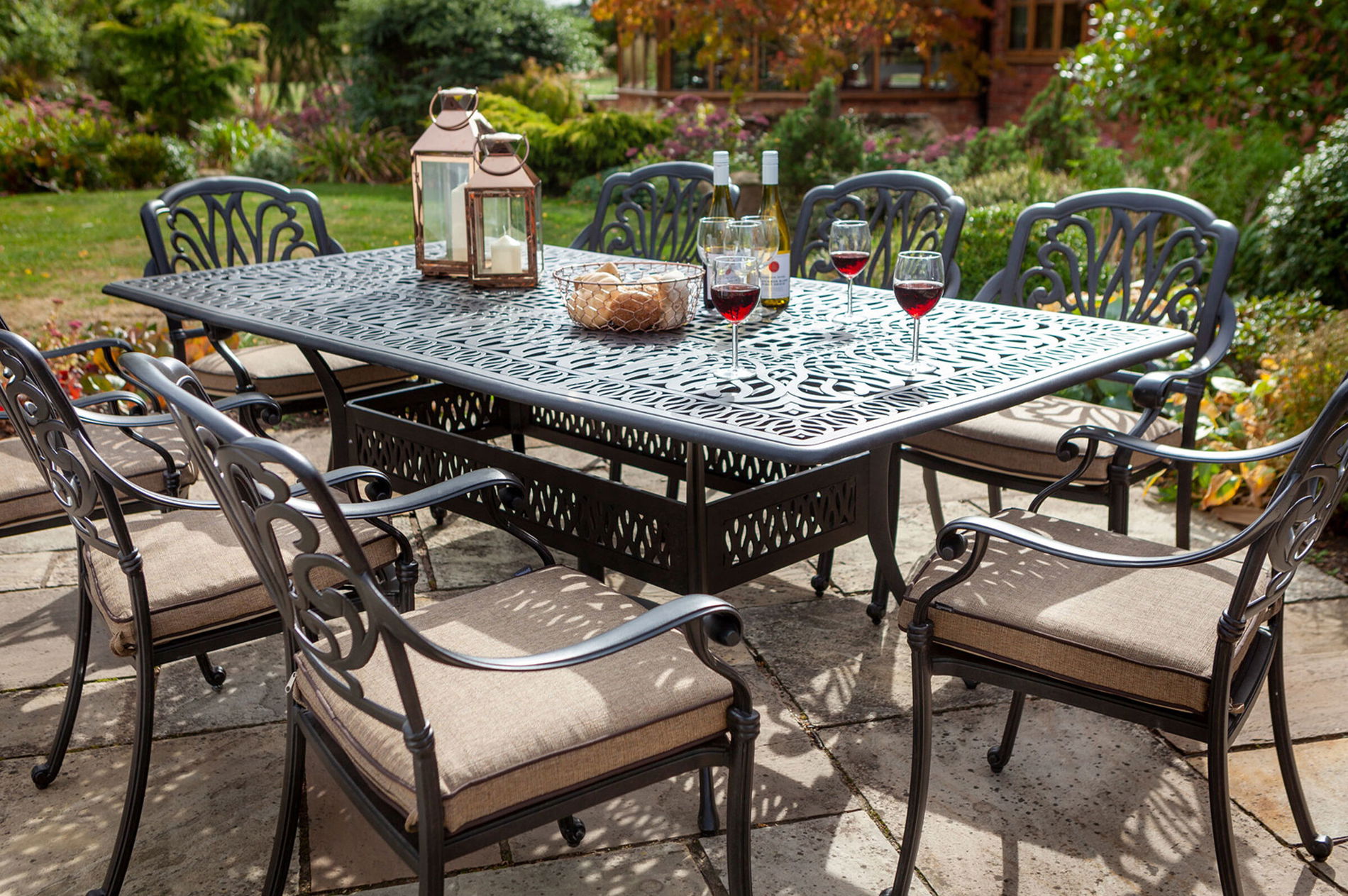 HARTMAN Amalfi Ensemble repas de jardin, bronze, Alu moulé, 8 fauteuils de repas