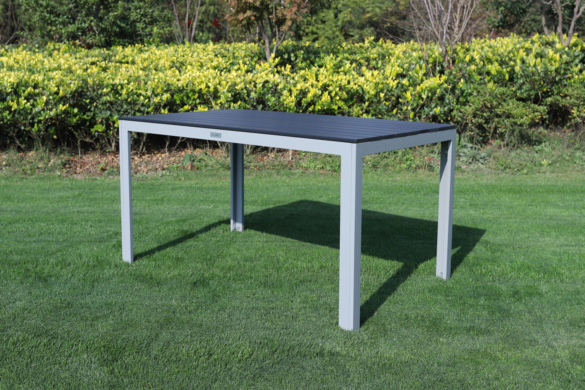 VILLANA Sylvania Table à manger, argent/noir, Alu/imitation bois, 150x90cm, rectangulaire