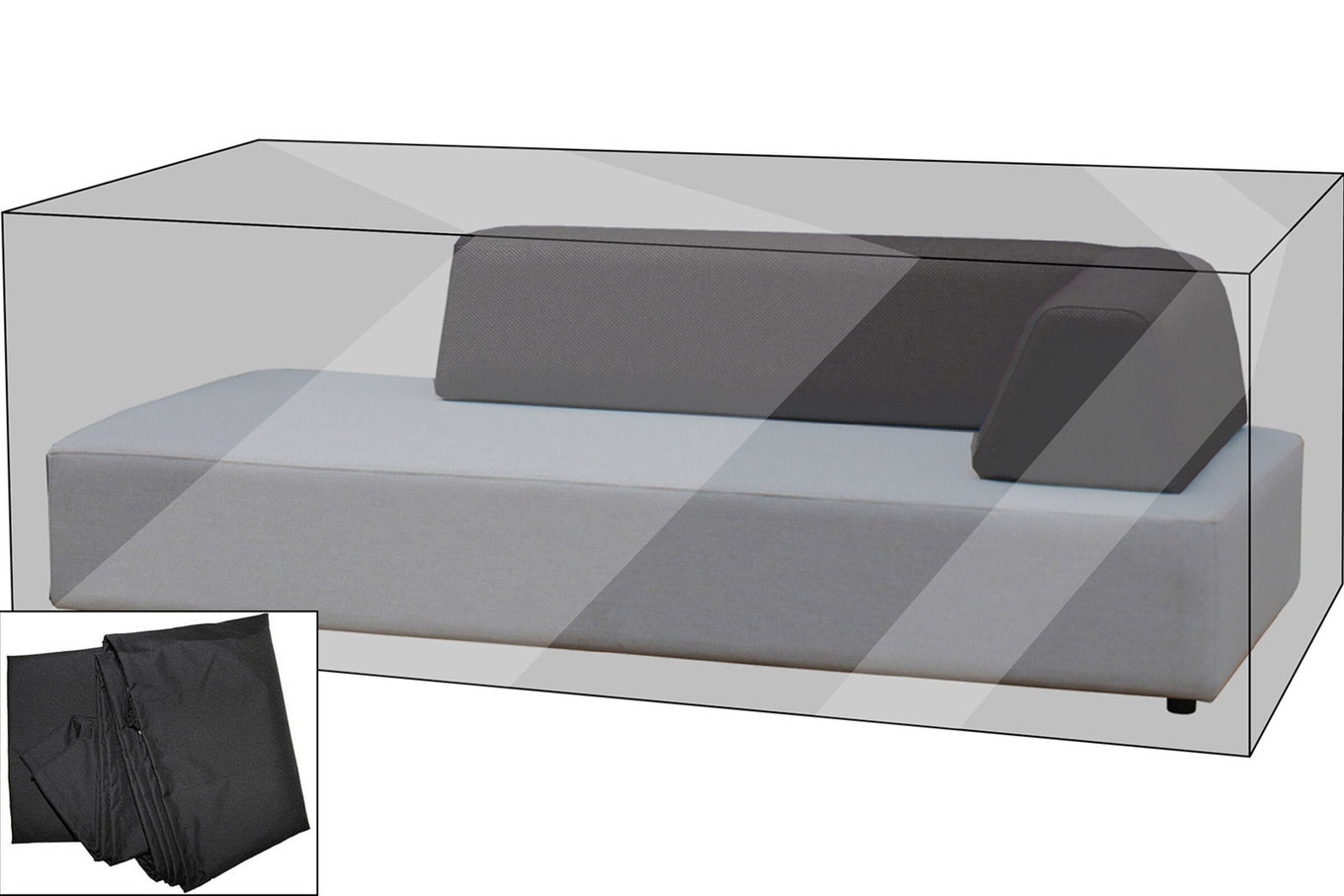 Housse de protection Premium OUTFLEXX pour élément lounge, par ex. salon Maui, 107x212x65cm, résistante à l'eau, noir 21476__1