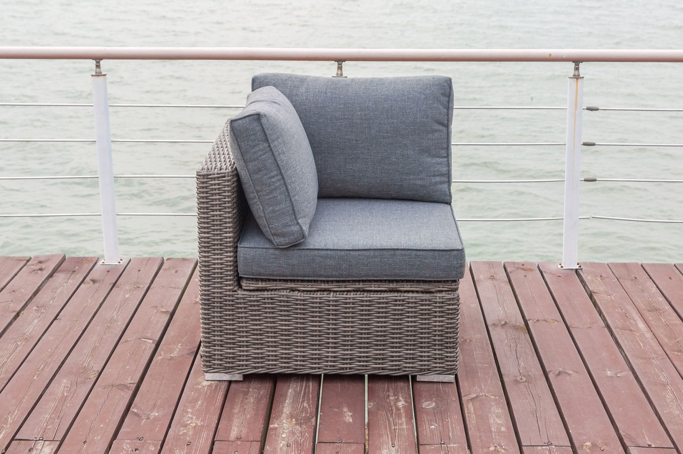 OUTFLEXX Élément d'angle droit, gris, polyrotin, 82 x 82 x 70 cm, assise réglable, coffre à coussins étanche 18362_1_BOX__1