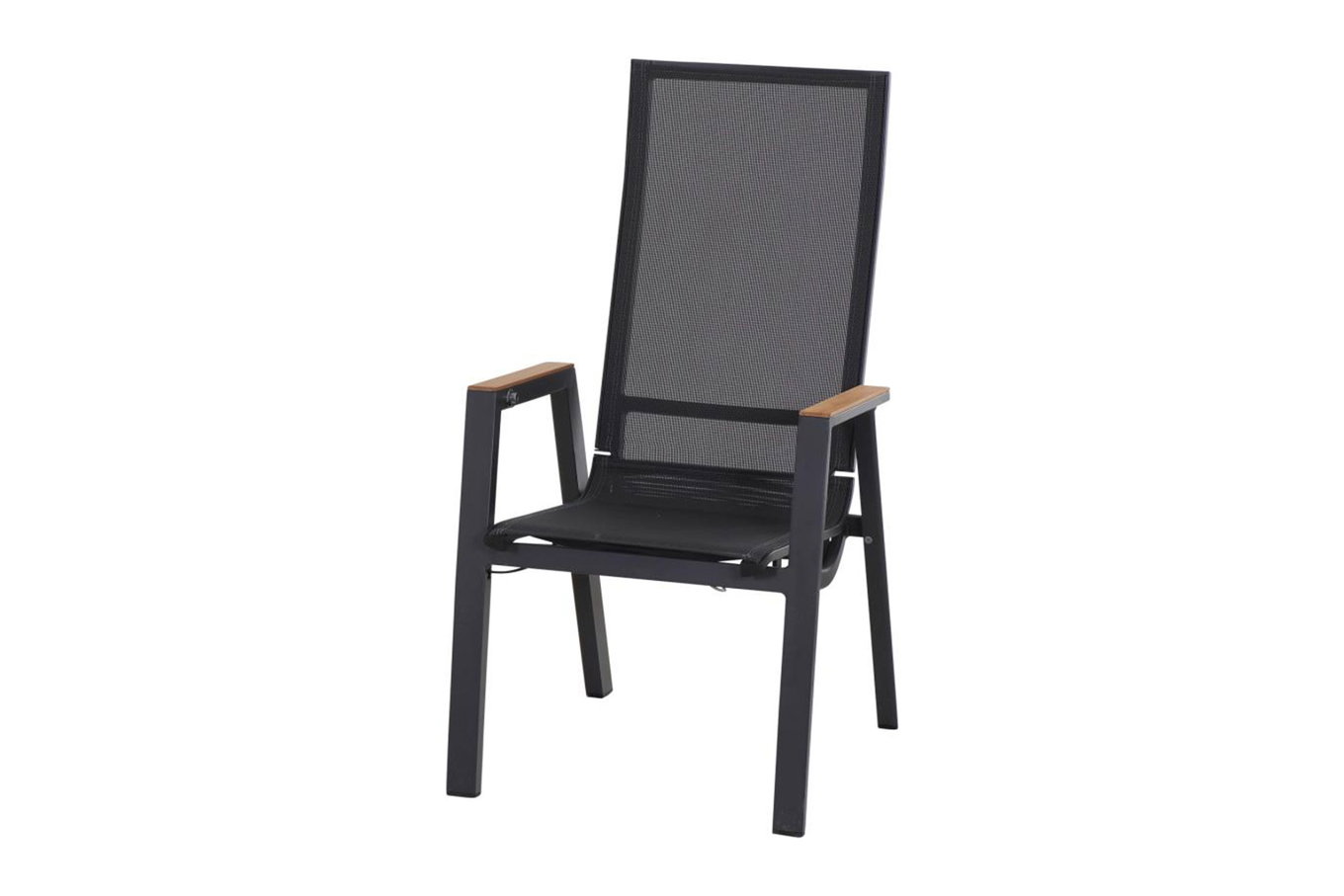 Fauteuil empilable SIENA GARDEN Rondo Move, anthracite mat, Alu/Ranotex, 72 x 59 x 110 cm, avec accoudoirs en teck, réglable en continu 30806__1