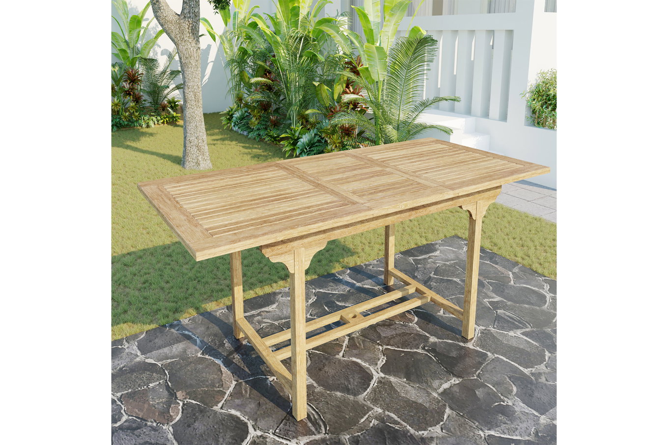 OUTFLEXX Ontario Table extensible, naturel, teck, 160/210x90cm, finement poncé 18310__1