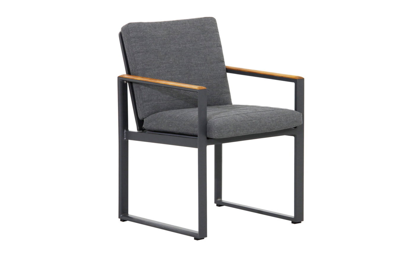 OUTFLEXX Chaise Alexander, gris mat, Alu/Teck, 58x55x81cm, avec accoudoirs, coussins inclus 20119__1