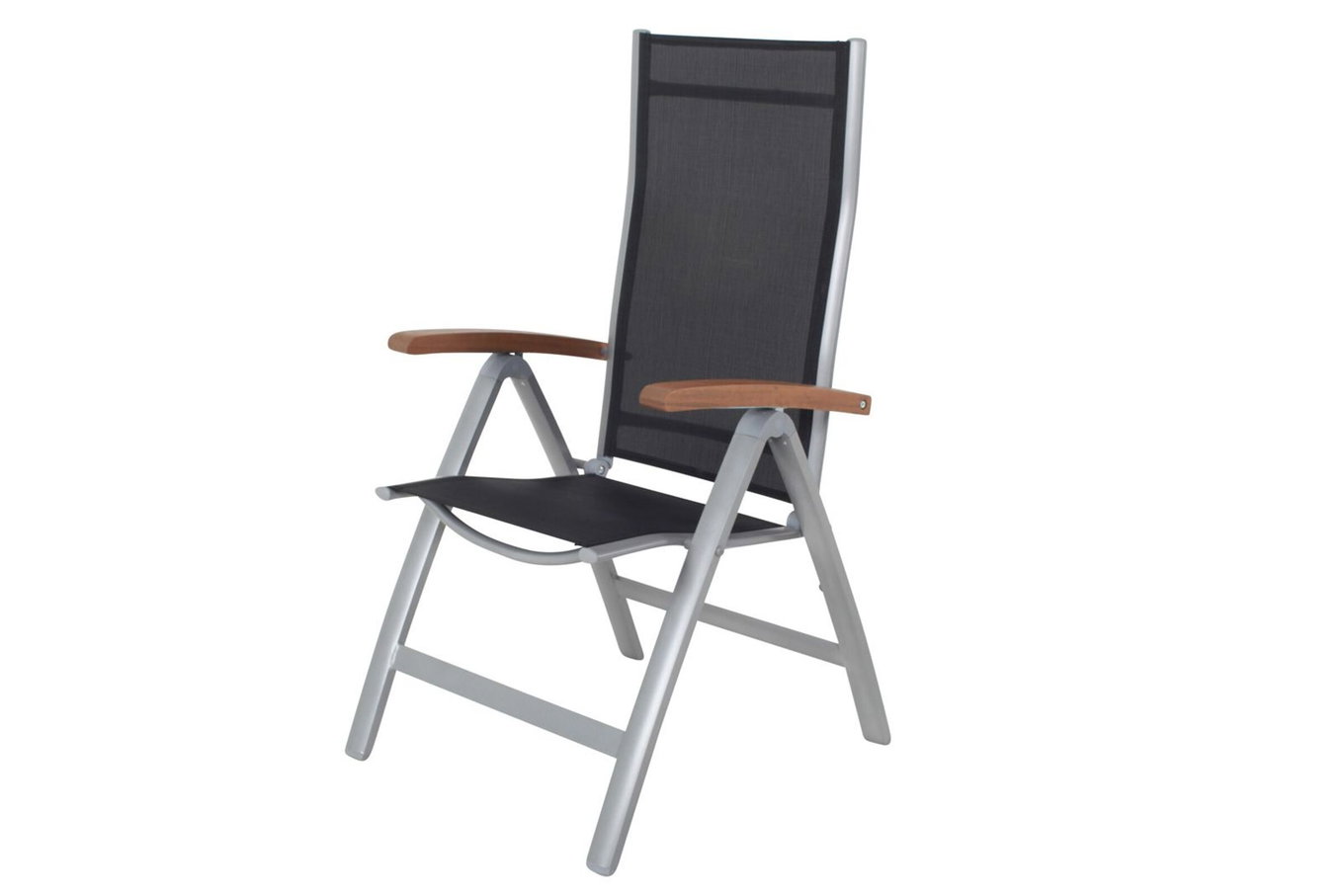 VILLANA Victoria Chaise pliante, argent/noir, Alu/Textilène, 64 x 58 x 110 cm, matériau certifié, produit certifié FSC® 16458__1