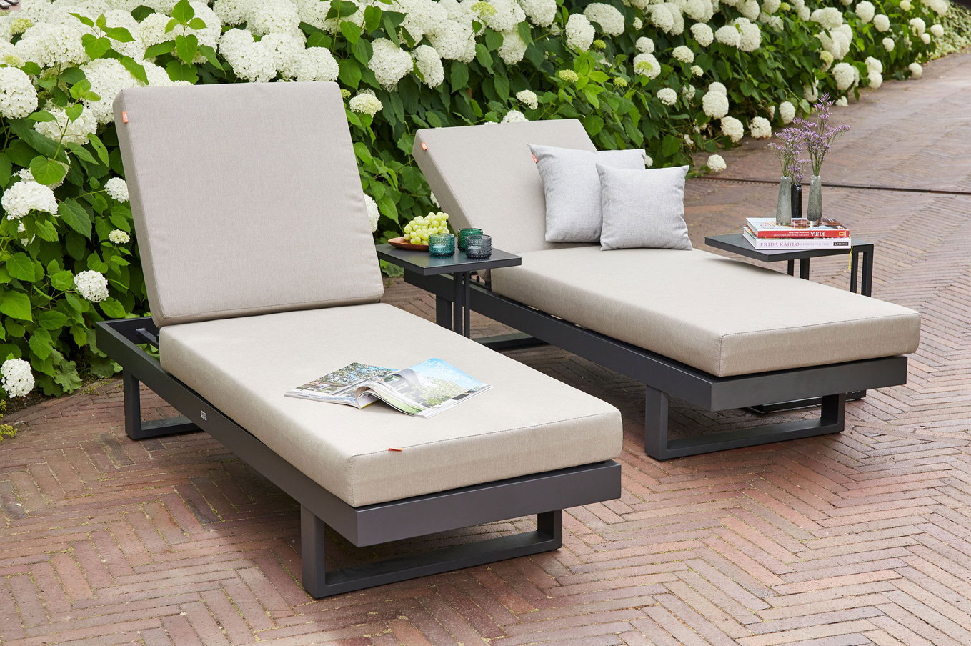 SIENA GARDEN Banc/Bain de soleil Avenia Dining, anthracite/taupe chiné, Aluminium, 73x195x70 cm, coussins d'assise et de dossier inclus 22000__1
