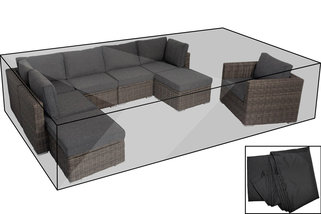 OUTFLEXX Housse de protection Premium, pour salon, par ex. 18365-BOX, noir, 310x180x68 cm, résistant à l'eau 19013__1