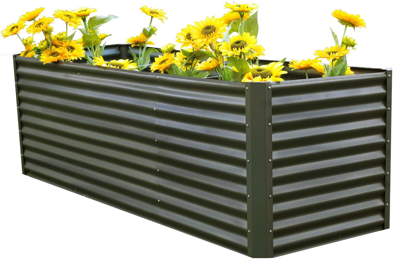 OUTFLEXX Set carré potager avec module d'extension, anthracite, acier aluminium-zinc, 120+80cm 16093__1
