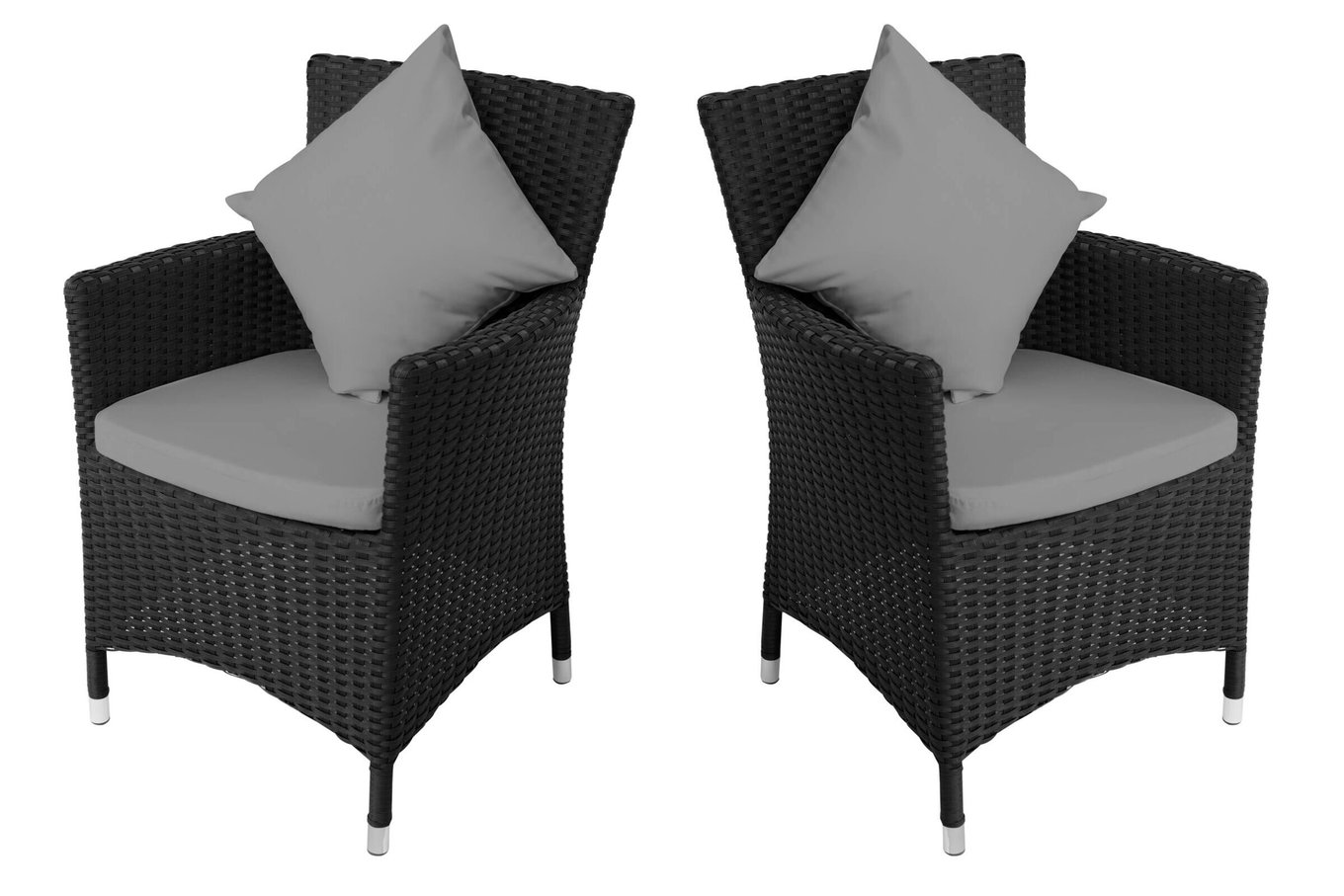 OUTFLEXX Lot de 2 fauteuils, noir, résine tressée coussins inclus 2035__1