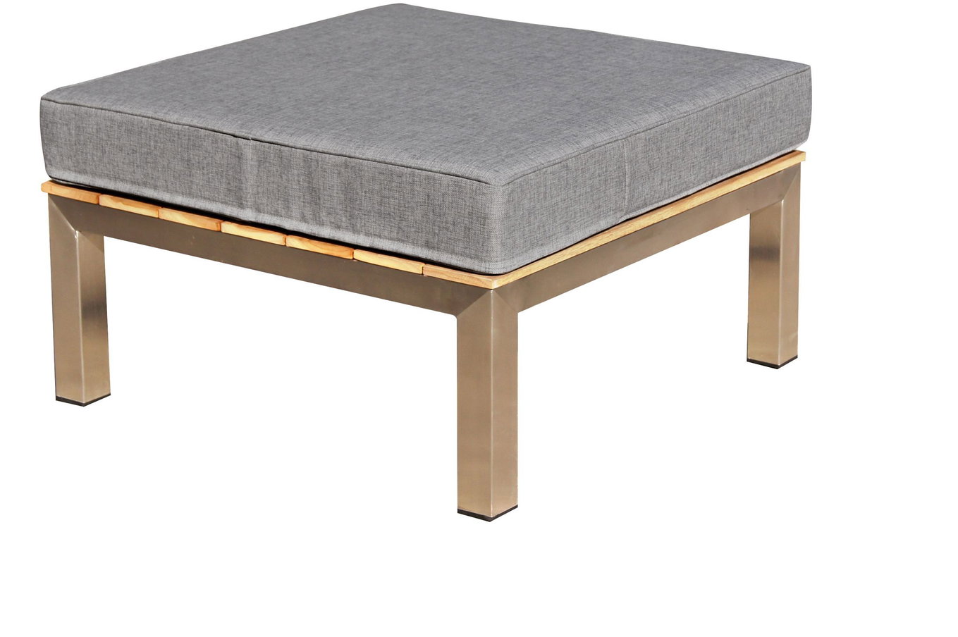 Tabouret OUTFLEXX, argent/gris, acier inoxydable/bois de teck/textile, 69 x 69 x 29 cm, produit certifié FSC® 18291__1