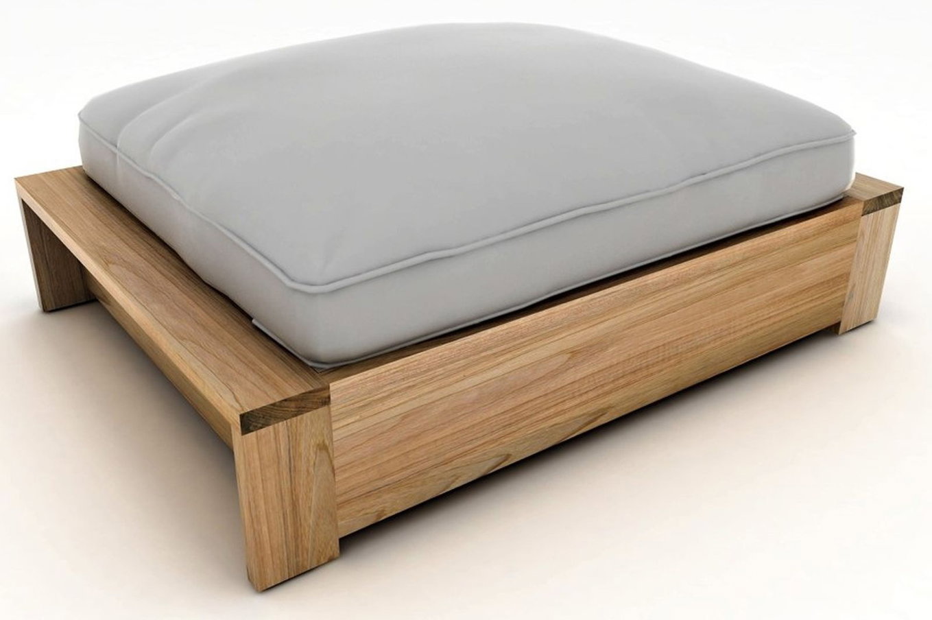 OUTFLEXX Kassel Pouf de salon, teck recyclé, coussins en Olefin inclus, brossé rustique 18333__1