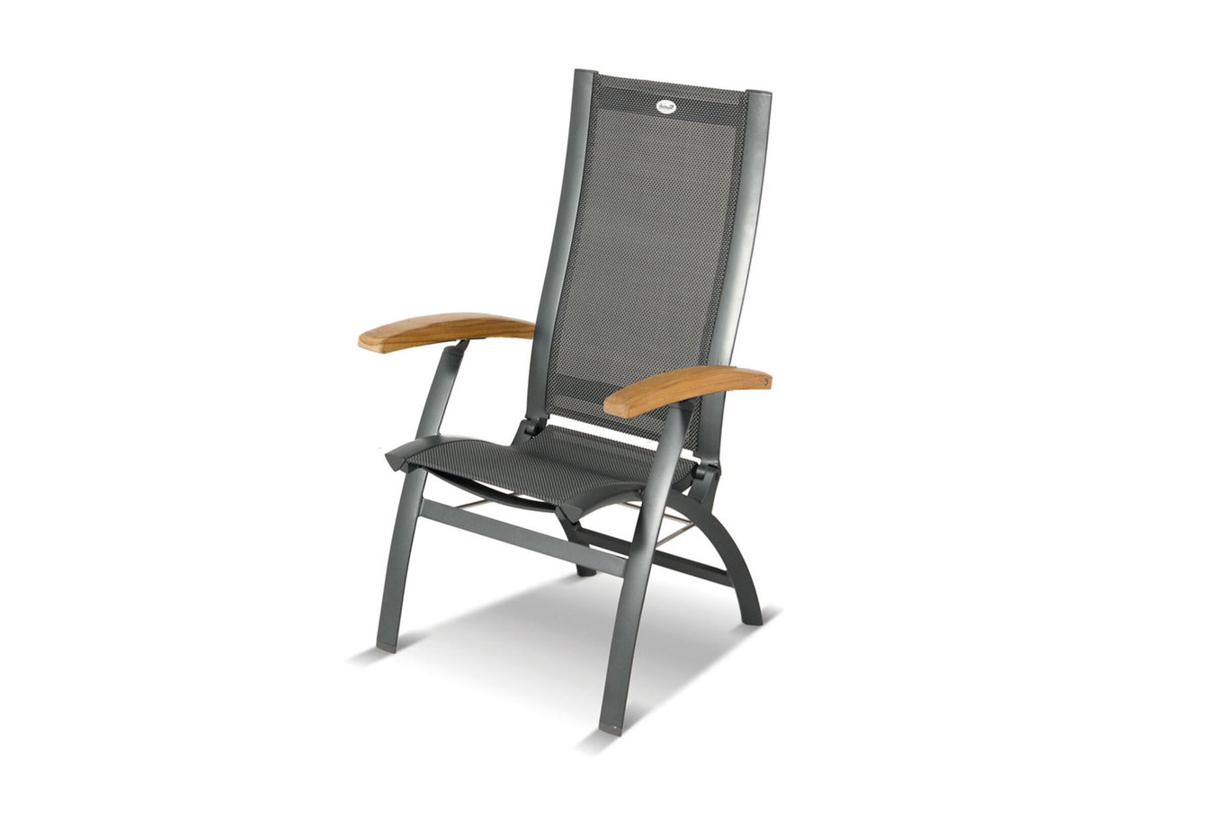 HARTMAN Primo Chaise pliante, xerix/anthracite, Alu/Teck/Textilène, 71,5x70x112cm, réglable, Accoudoirs en teck 22451__1